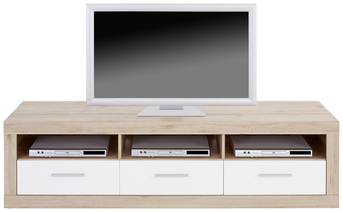 Element TV Malta - alb/culoare lemn stejar, Modern, lemn (185/50/42cm) - Modern Living