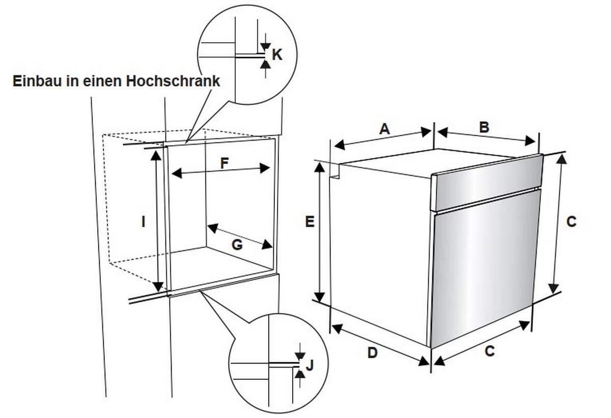 Einbaubackofen BOAHSD65 Schwarz - Schwarz, Basics, Glas/Metall (59,5/59,5/57cm) - Mican