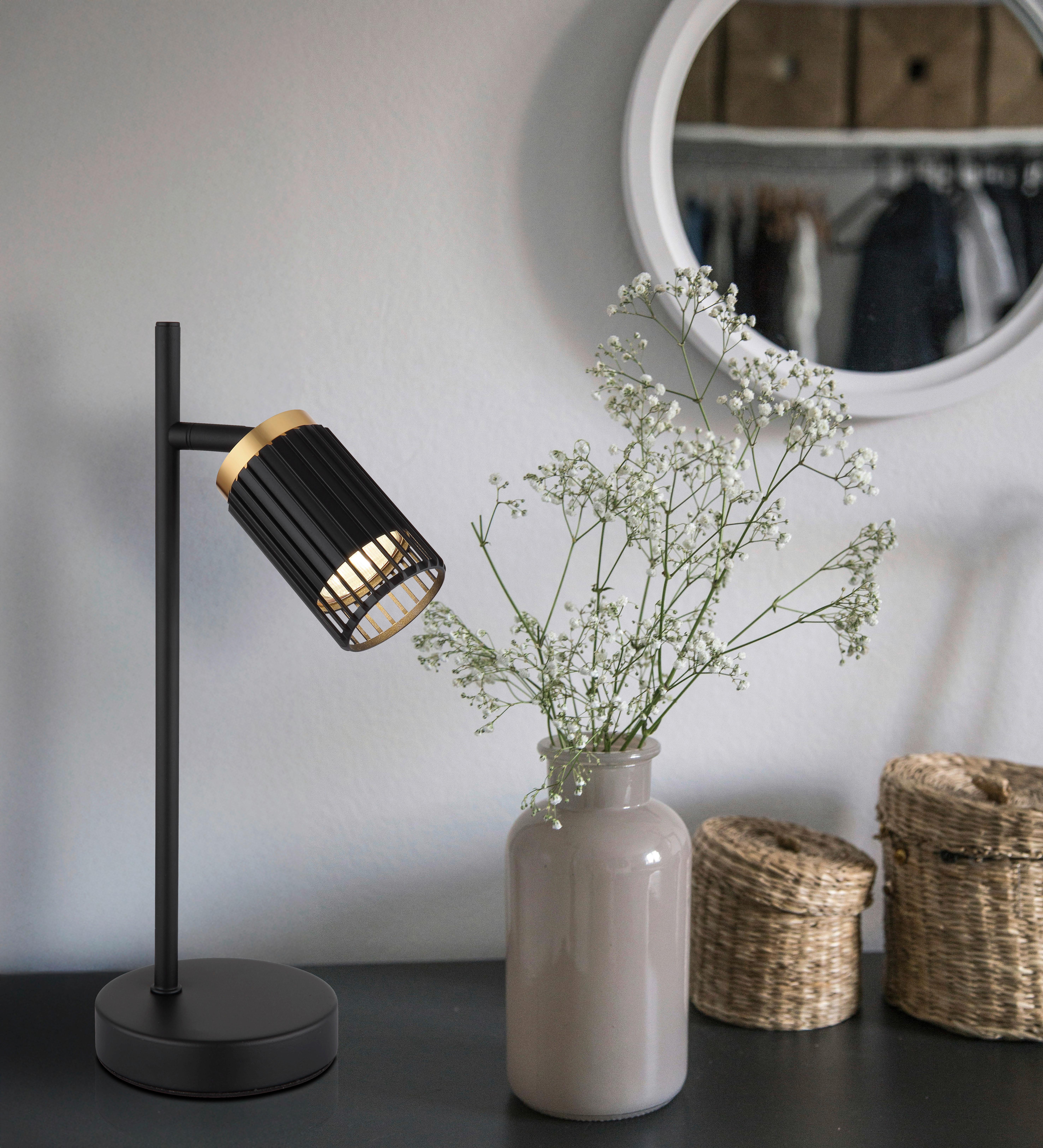 TISCHLEUCHTE 57906T KORBEN - Goldfarben/Schwarz, Design, Kunststoff/Metall (16,5/12/35cm) - Globo