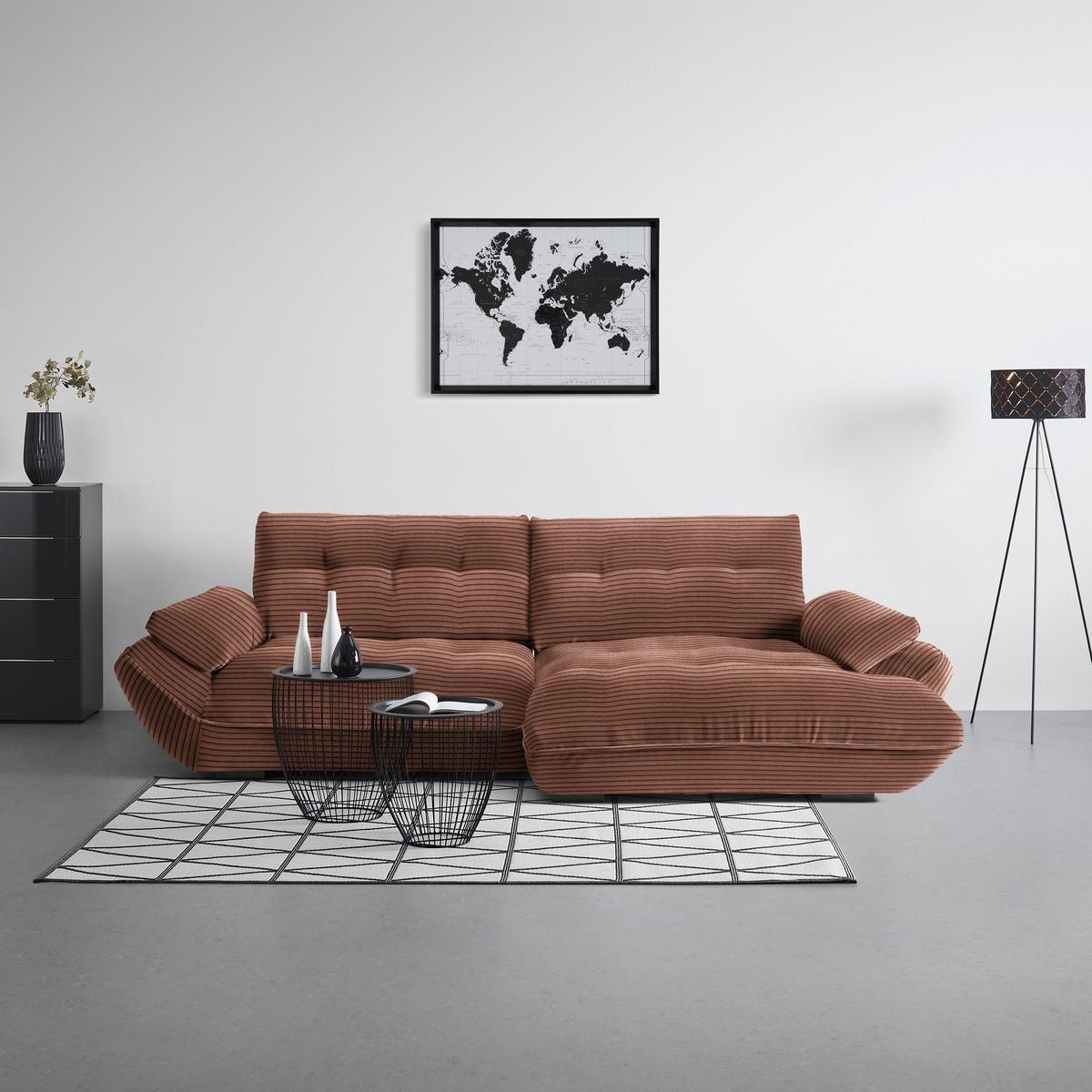 Wohnlandschaft Vivo Karamell - Karamell/Schwarz, Modern, Kunststoff/Textil (317/63/179cm) - Premium Living