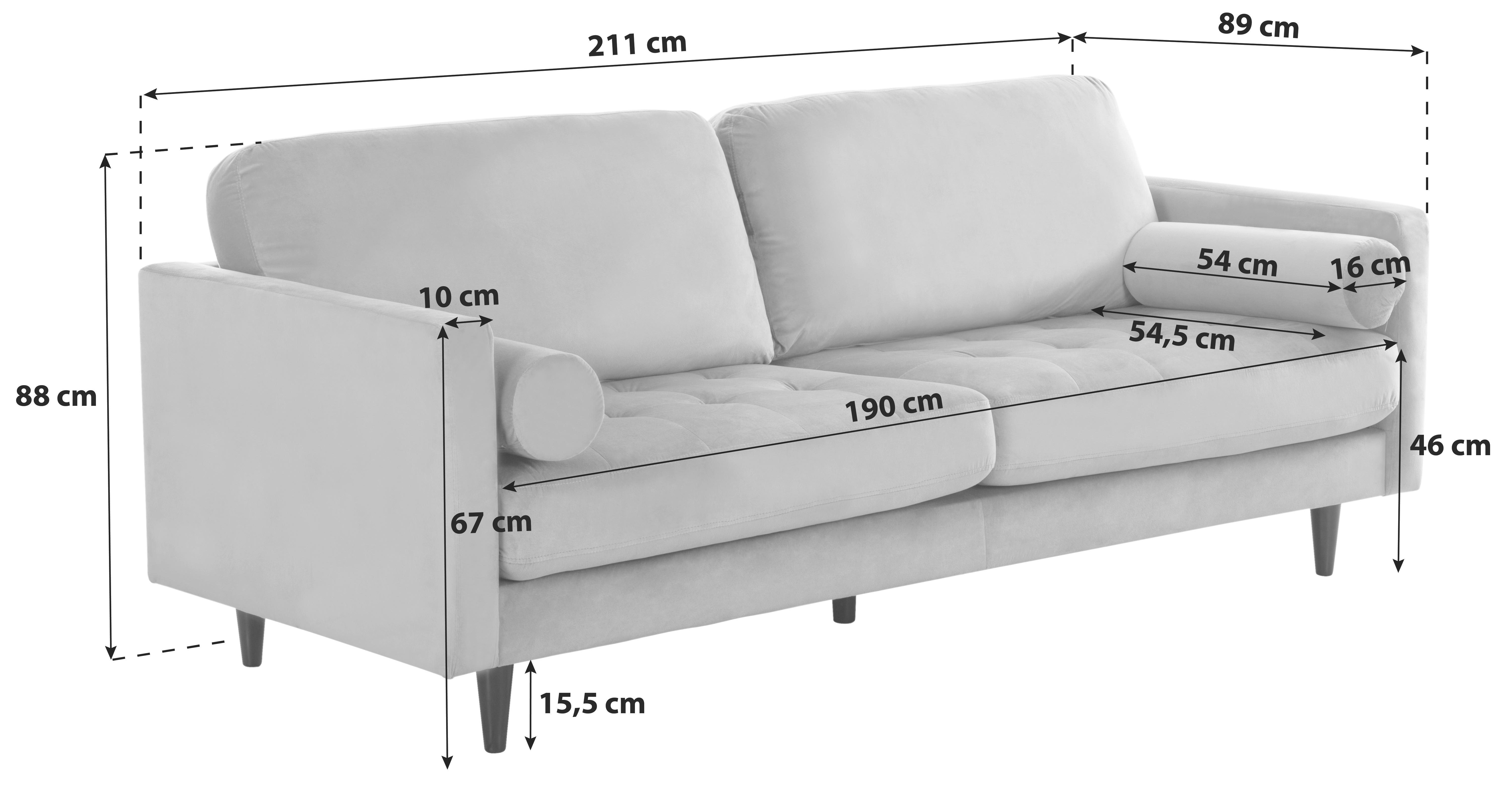 Trosed Janina, Siva, Žamet - siva/črna, Moderno, tekstil/les (211/88/89cm) - P & B