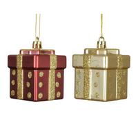 Ornamente brad de Crăciun Magic - auriu/roșu, Basics, plastic (5/5/6,8cm)