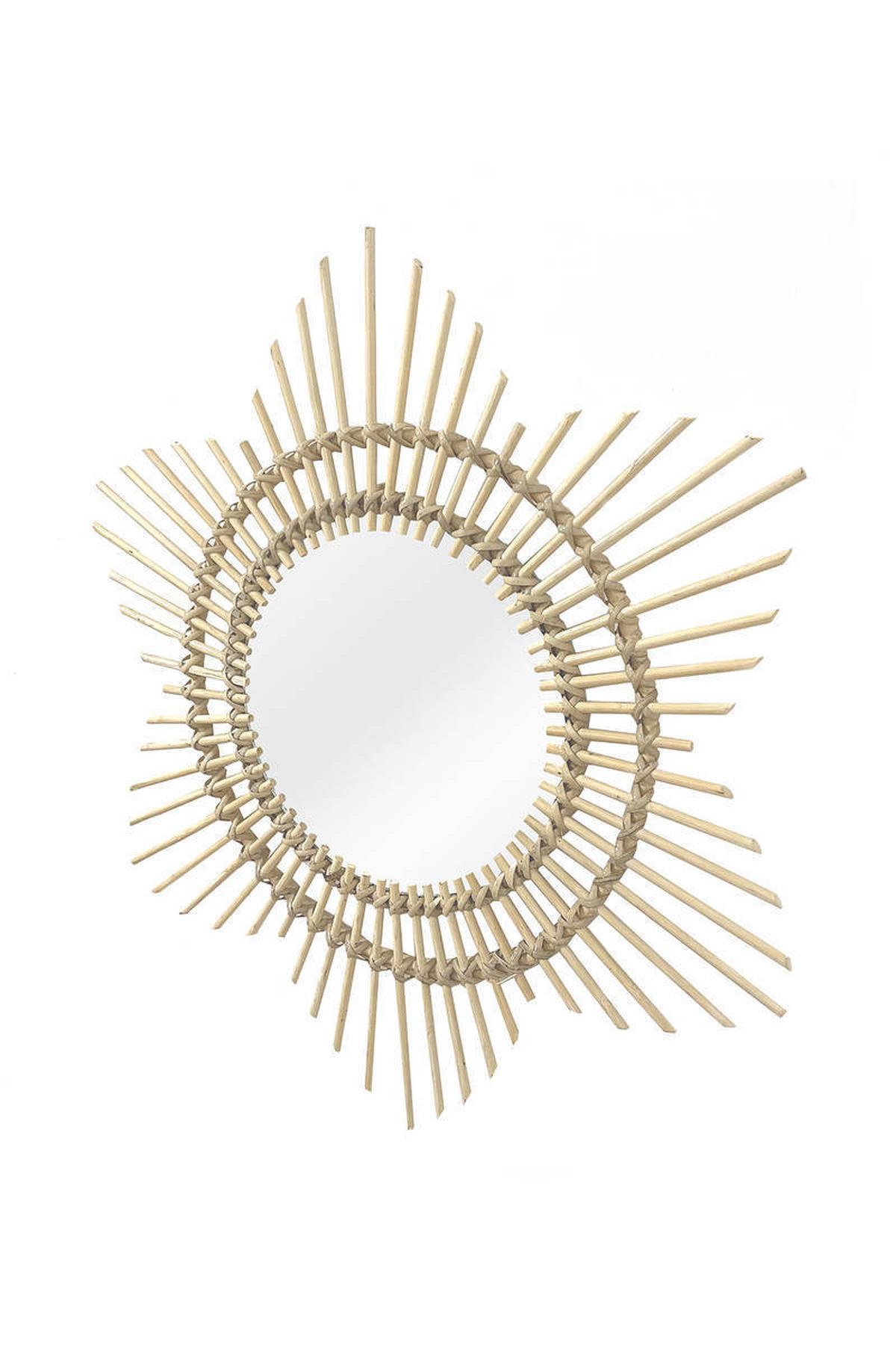 WANDSPIEGEL RATTAN SPIEGEL AINA 435 - Naturfarben, Trend, Glas/Holz (70/70/2cm) - Kayoom