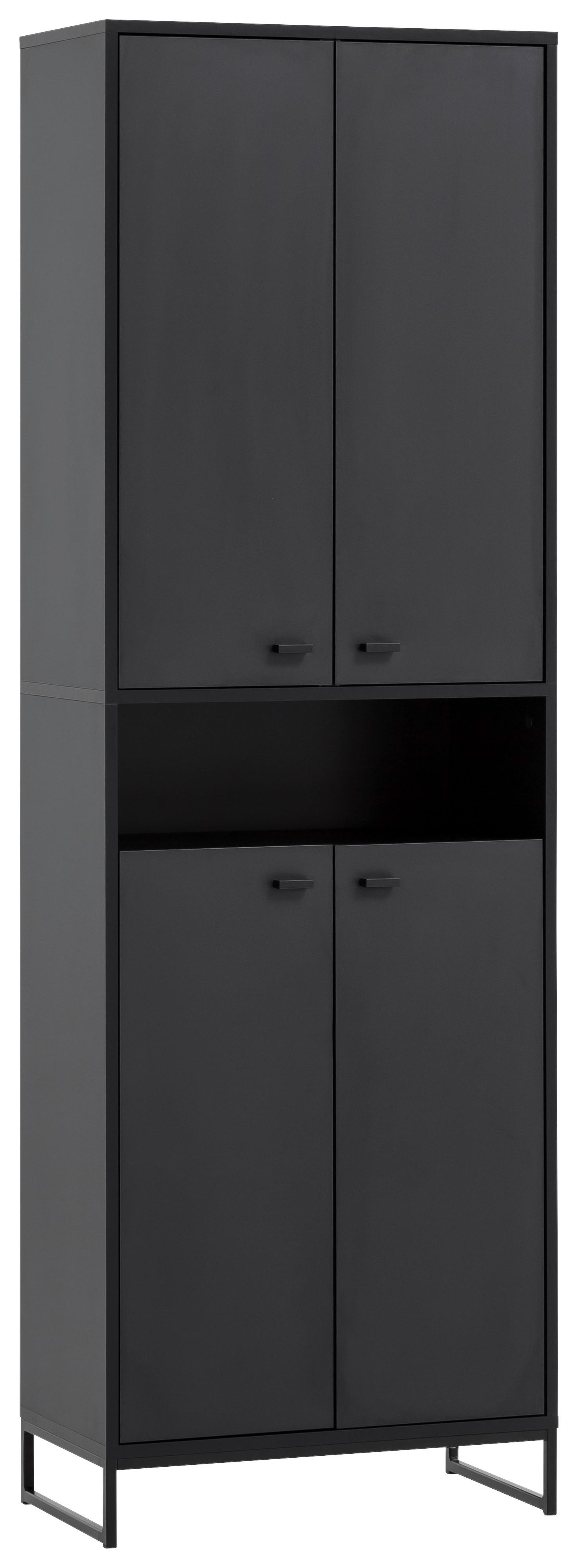 Schuhschrank Janne ca.60,2x185,5x33,1cm Schwarz - Schwarz/Grün, LIFESTYLE, Holzwerkstoff/Metall (60,2/185,5/33,1cm) - MID.YOU