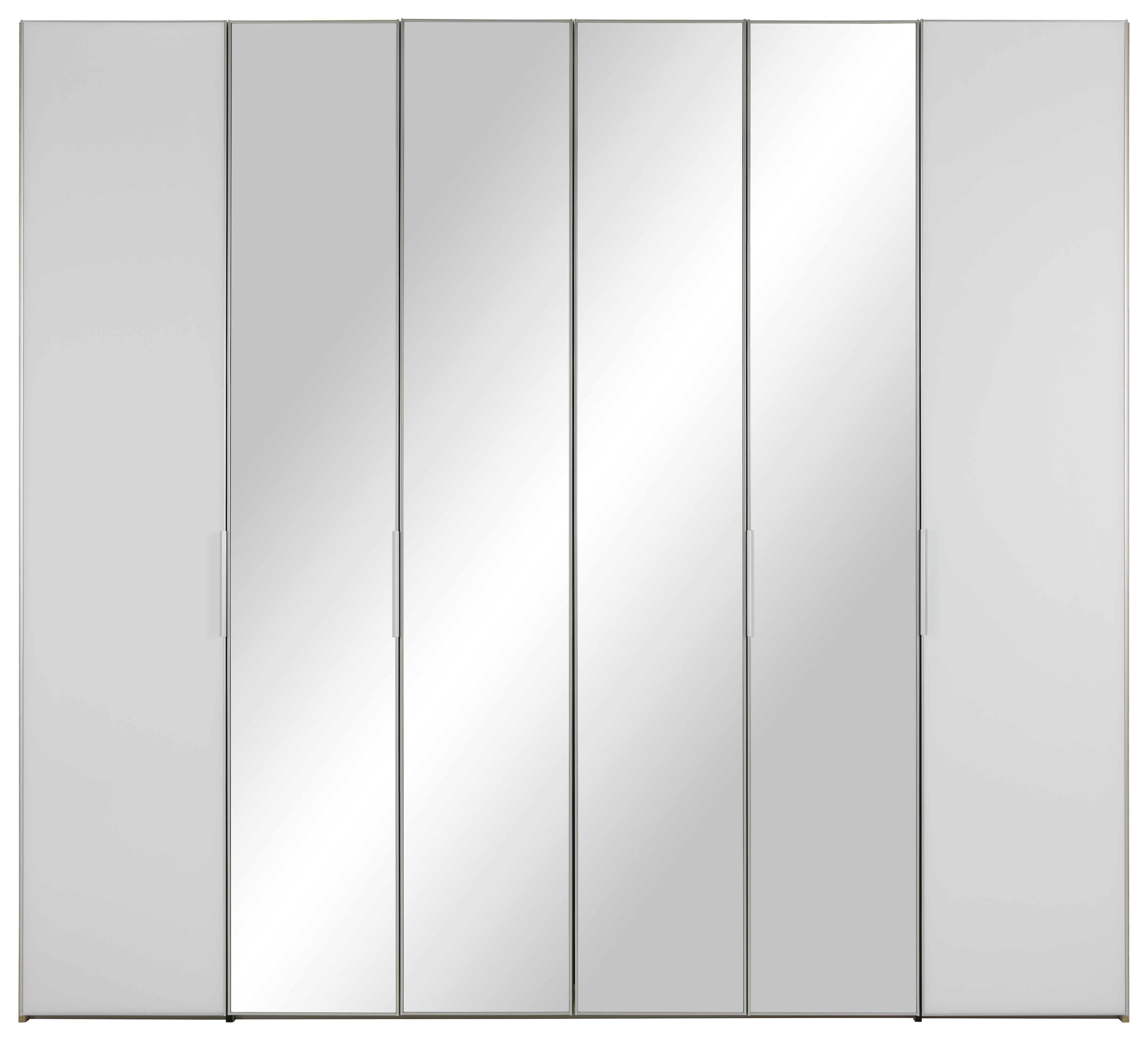 Drehtürenschrank in Weiss/ Eichefarben ca. 265x222x63cm - Weiss/Eichefarben, Konventionell, Glas/Holzwerkstoff (265/222/63cm) - Premium Living