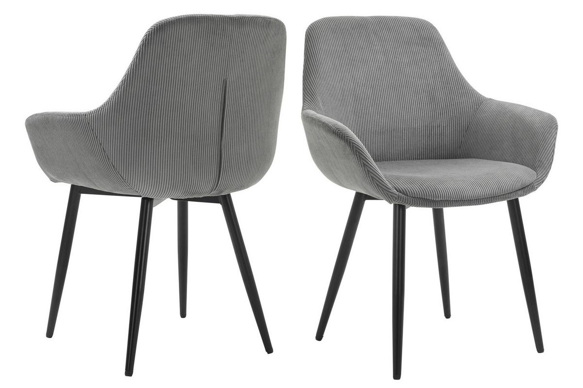 Set Naslanjačev Cord, Siva, 2-Delni - siva/črna, Moderno, kovina/tekstil (64/86/59cm) - Livetastic