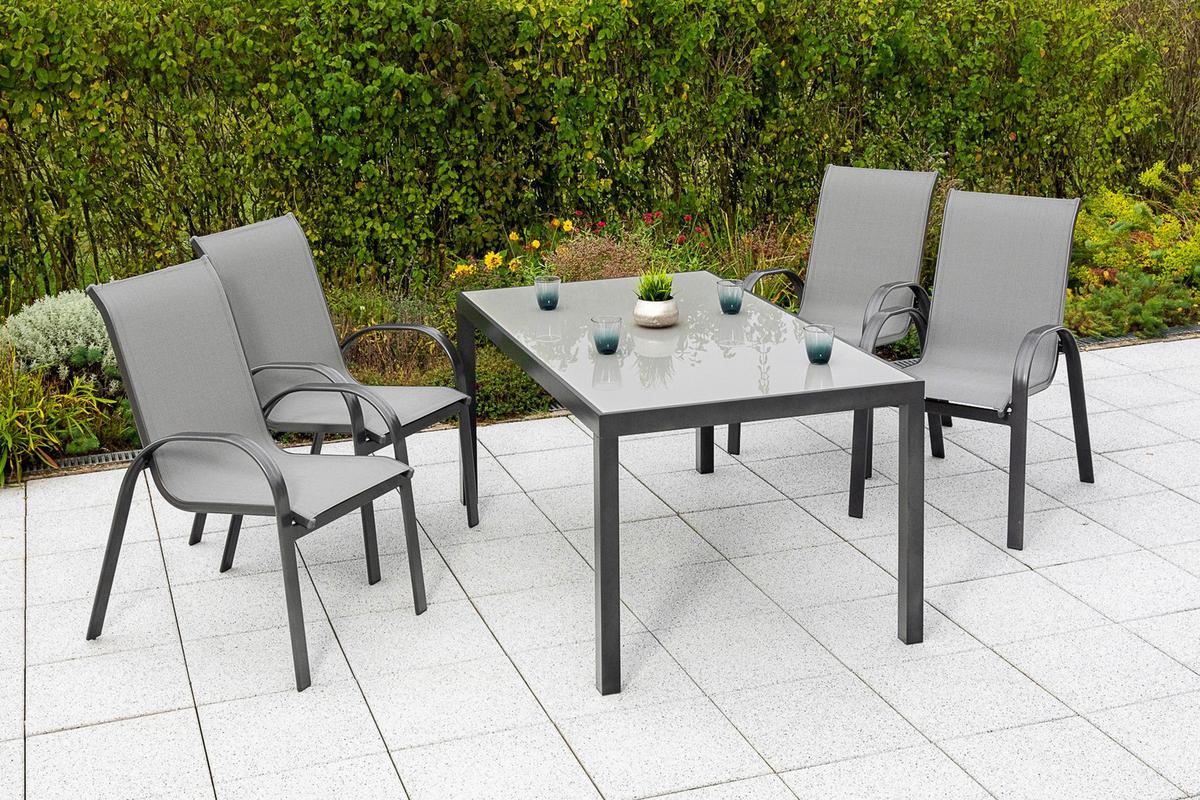 Vrtna Miza Gardenson, Steklo, Aluminij, 150x90 - barve grafita, Konvencionalno, kovina/steklo (150/90/72cm) - Gardenson