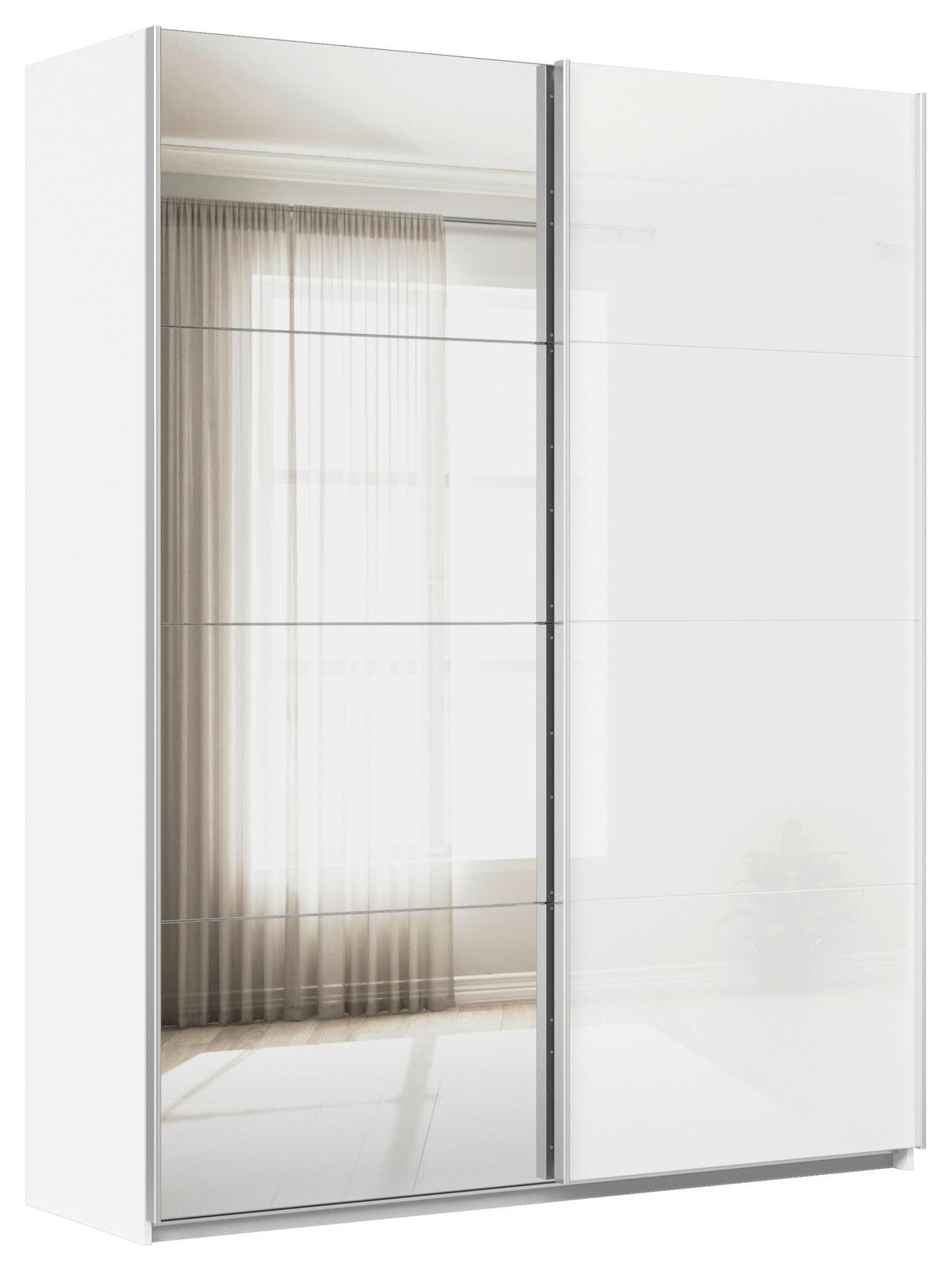 DULAP USI CULISANTE FELDKIRCH - argintiu/alb, Modern, sticlă/material pe bază de lemn (181/229/62cm)