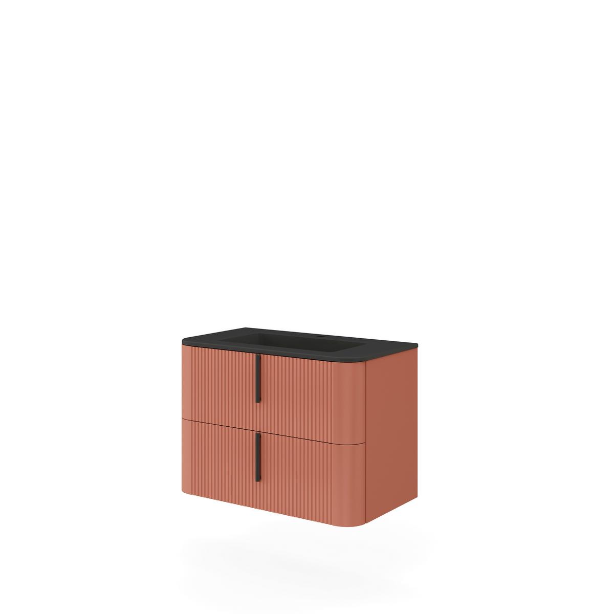 BAZĂ CU LAVOAR LYRA - teracotă/antracit, Modern, materiale naturale/metal (81/53/46cm)