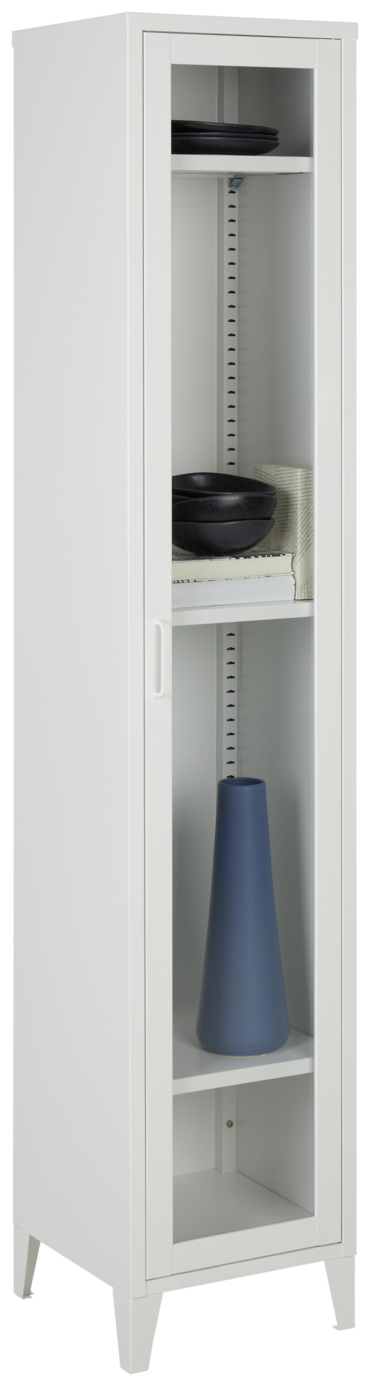 Vitrine aus Metall in Weiss - Klar/Weiss, Modern, Glas/Metall (35/180/35cm) - Mömax