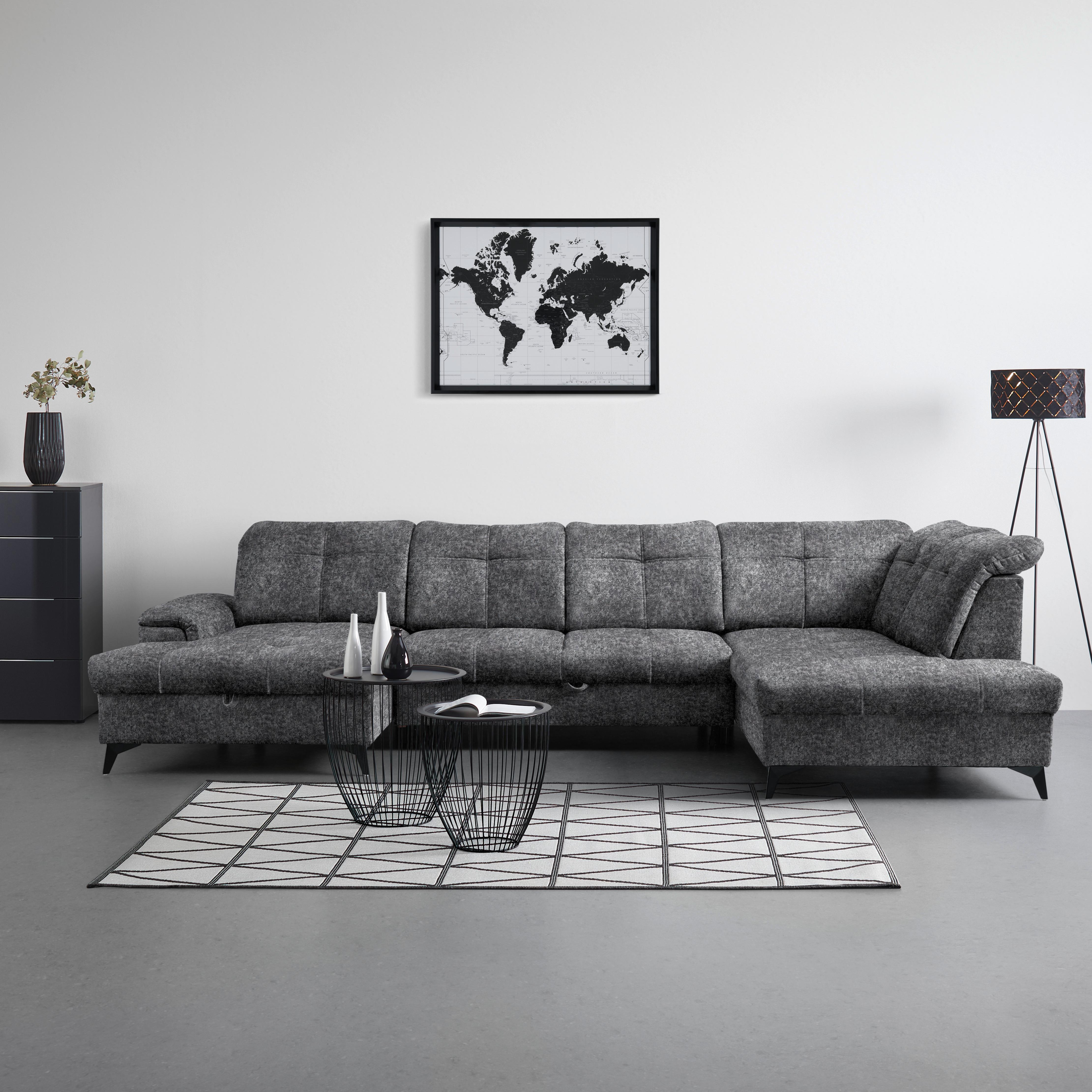 Wohnlandschaft Sierra Grau - Grau, MODERN, Textil/Metall (181/364/230cm) - Mömax