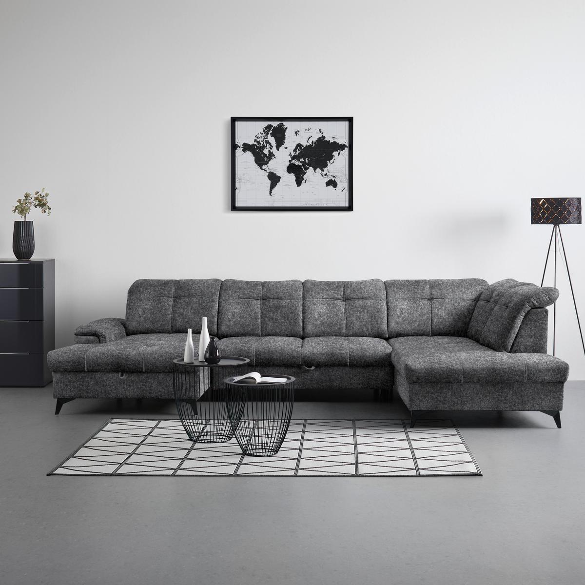 Wohnlandschaft Sierra Grau - Grau, Modern, Textil/Metall (364/90-106/181-230cm) - Mömax
