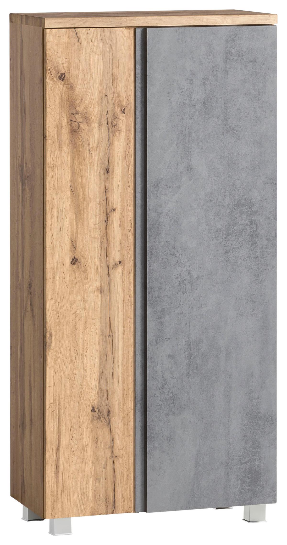Midischrank Varese ca. 65x130 cm Hellgrau/Eiche - Eiche Wotan/Hellgrau, MODERN, Holzwerkstoff (65/130/35cm) - Held
