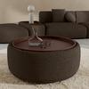 Couchtisch Kira Chenille Braun / Walnuss - Schwarz/Braun, MODERN, Holz/Textil (86/86/43cm) - Bessagi Home