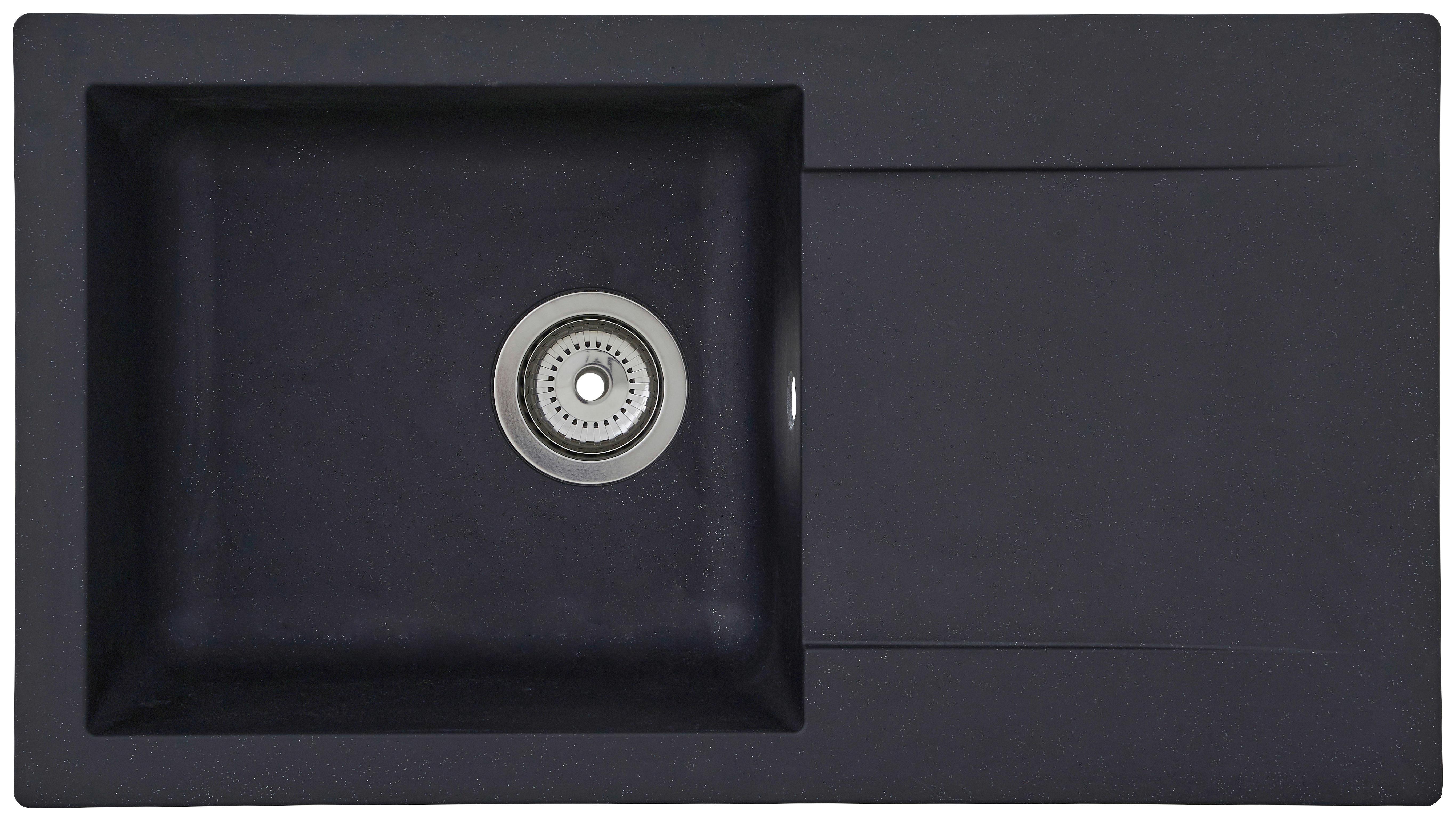 Einbauspüle Denver ca. 78x17x43,5 cm Schwarz - Schwarz, Trend, Glas/Kunststoff (78/17/43,5cm) - Respekta