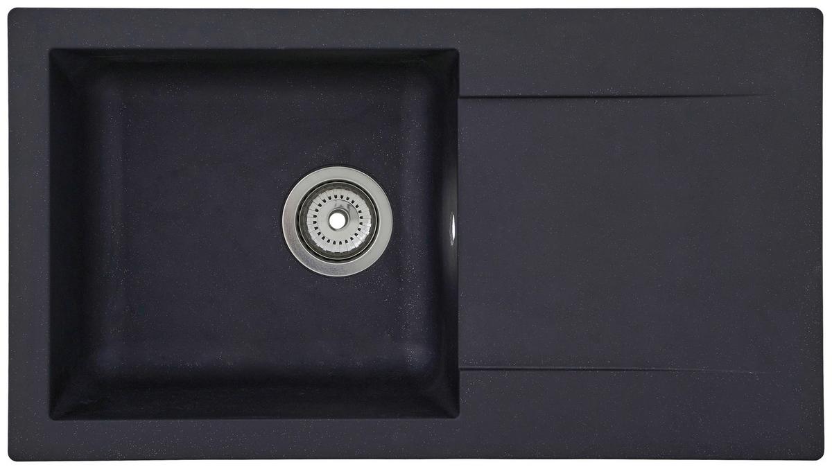 Einbauspüle Denver ca. 78x17x43,5 cm Schwarz - Schwarz, Trend, Glas/Kunststoff (78/17/43,5cm) - Respekta
