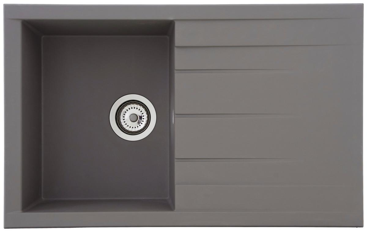 Einbauspüle Houston ca. 80x21x50 cm Grau - Grau, Trend, Glas/Kunststoff (80/21/50cm) - Respekta