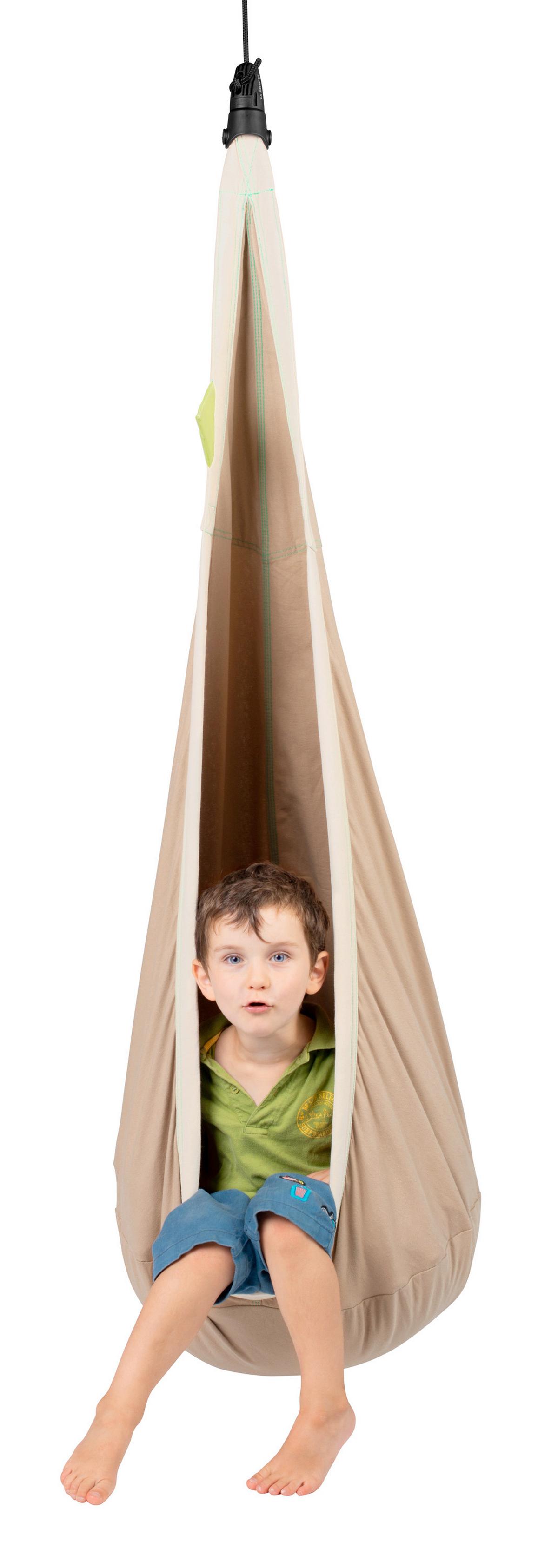 Kinderhängesessel Hanging Nest Beige/Grün/Hellbraun - Hellbraun/Beige, KONVENTIONELL, Textil (70/200-400/150cm) - La Siesta
