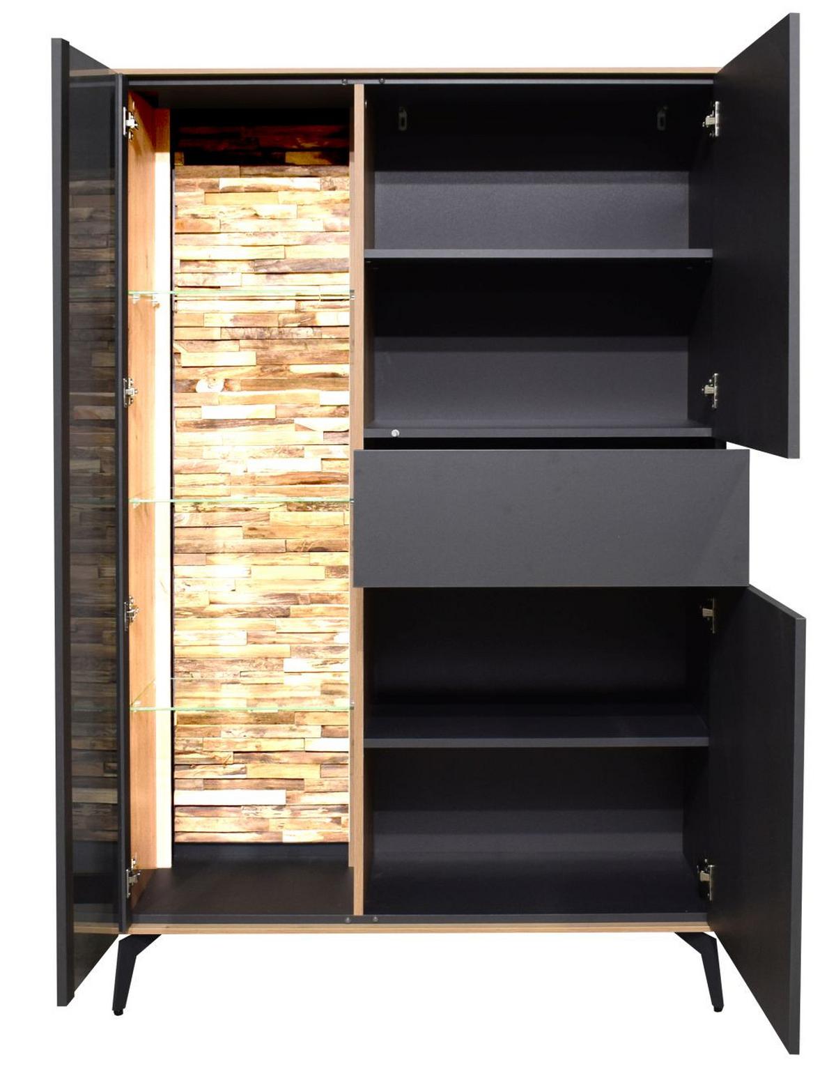 Comodă înaltă COMO - stejar Artisan/antracit, Modern, material pe bază de lemn (101/147/42cm) - Premium Living
