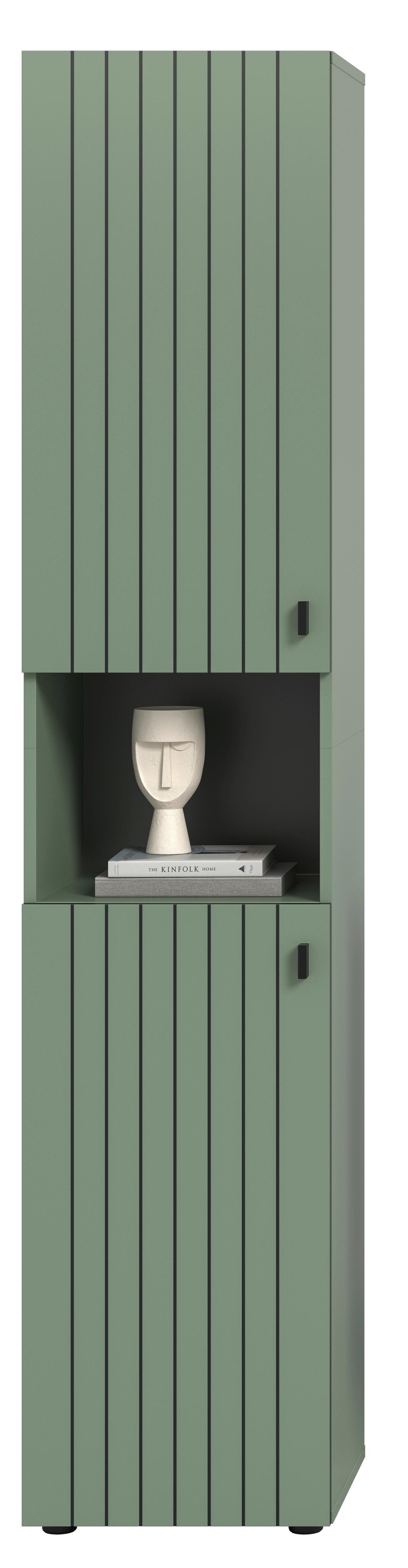 GARDEROBENSCHRANK STATION - Schwarz/Graugrün, Design, Holzwerkstoff/Kunststoff (40/192/37cm) - MID.YOU