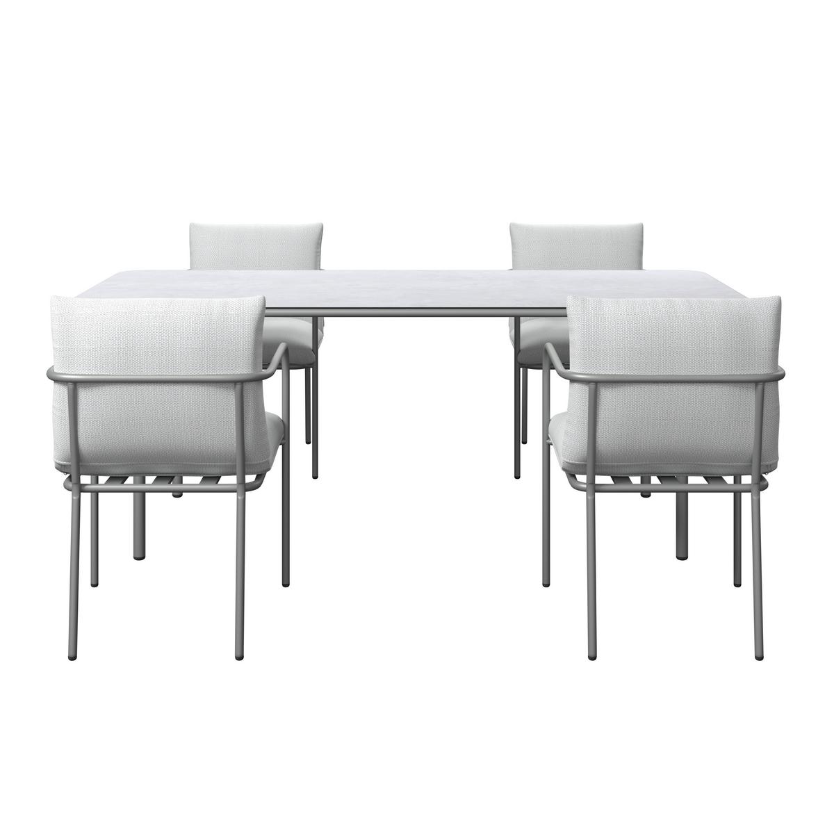 Gartentischgruppe Kanada Creme/Hellgrau - Creme/Hellgrau, MODERN, Glas/Textil