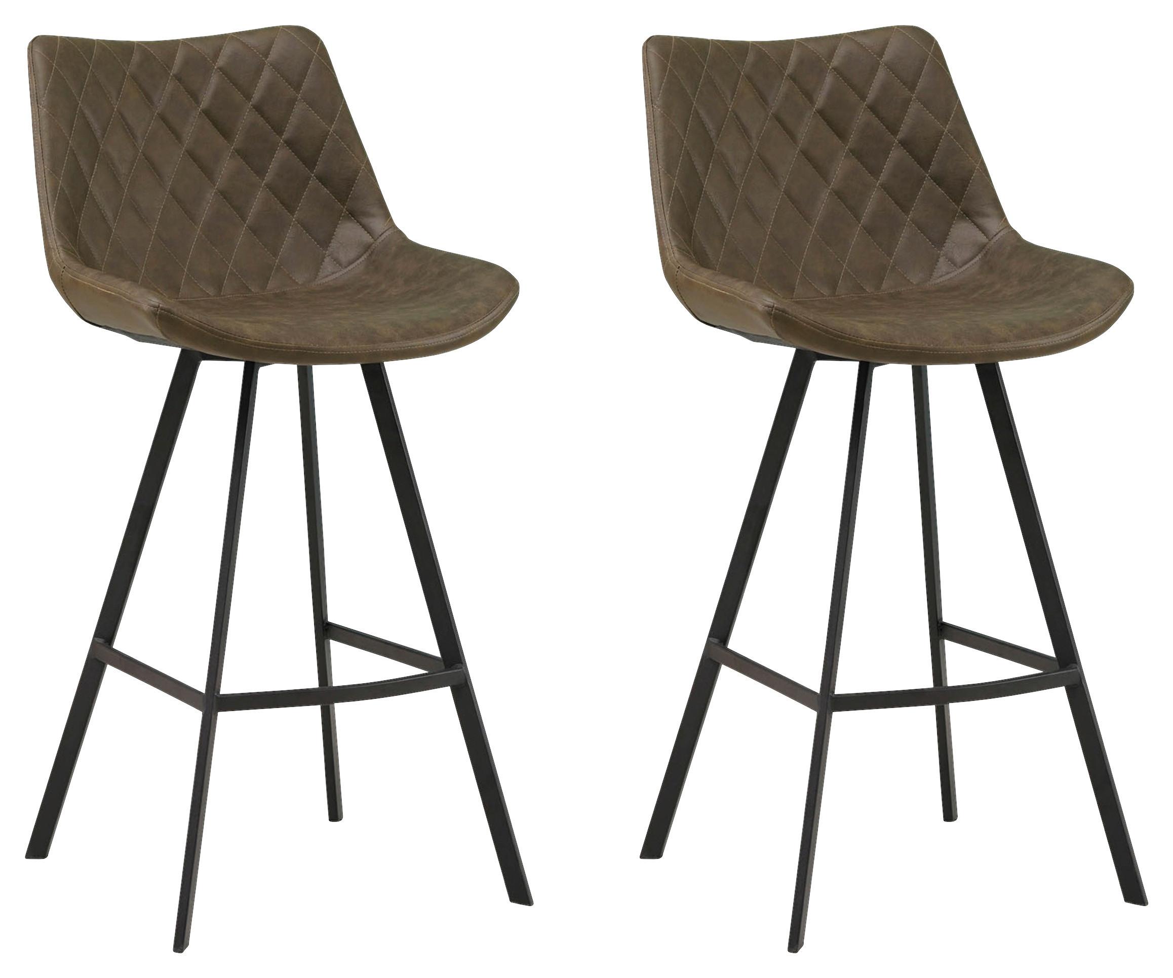 Barhocker-Set Bowie 2er-Set ca. 50x102 cm Grün - Schwarz/Grün, KONVENTIONELL, Textil/Metall (50/102/55cm) - MID.YOU