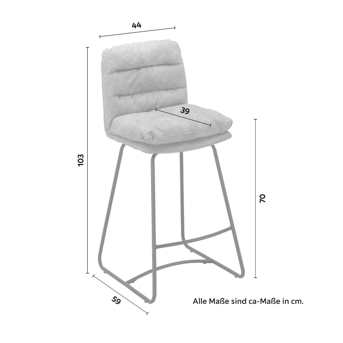 Barhocker Kona Grau Webstoff Gepolstert - Schwarz/Grau, MODERN, Holz/Textil (44/103/59cm) - Bessagi Home