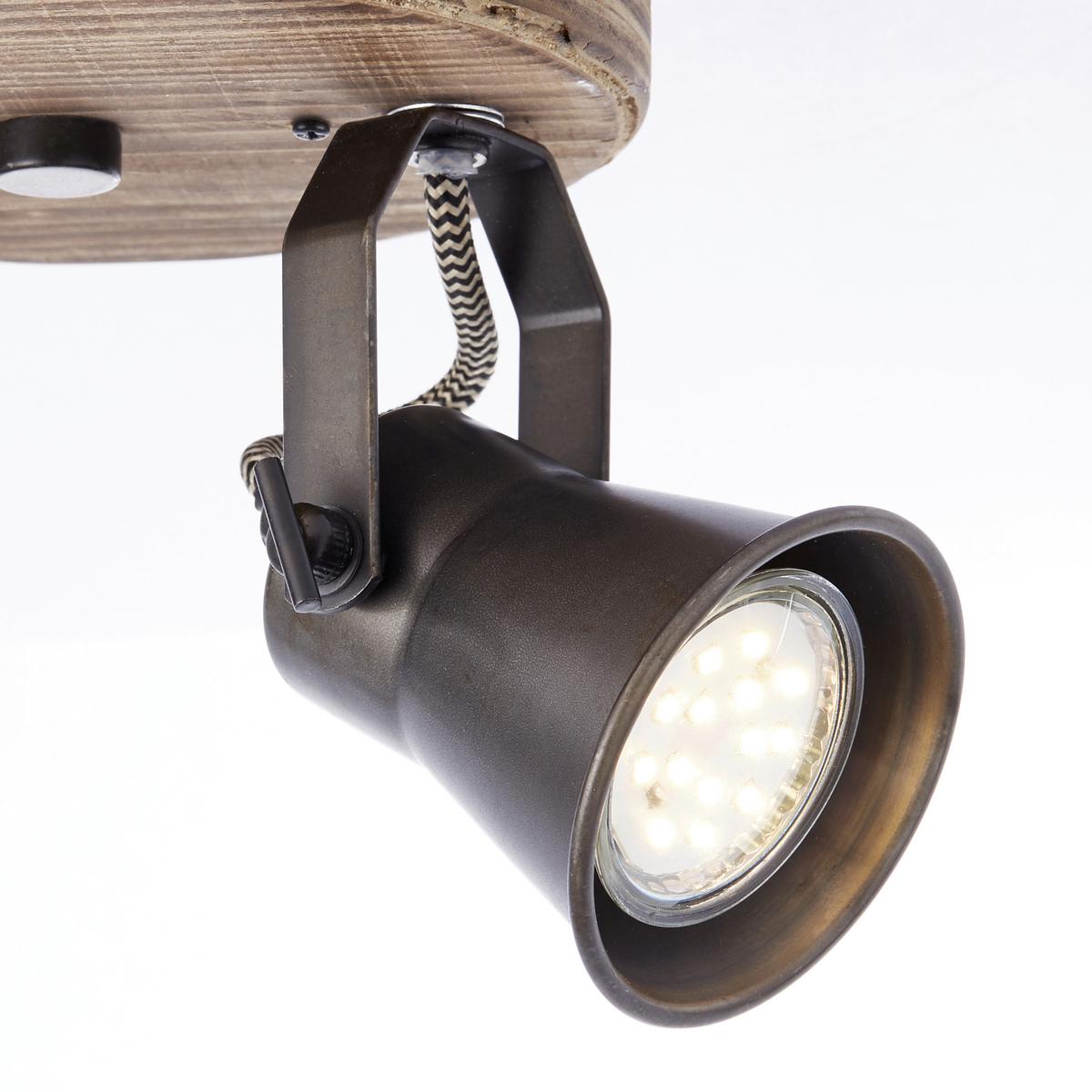 Deckenleuchte Seed in Schwarz max. 5 Watt - Schwarz, Natur, Holz/Metall (16/13/23cm) - Brilliant