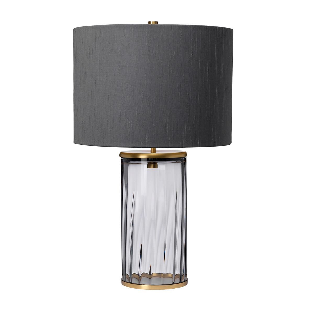 Stolna Svjetiljka Qn-Reno-Smoke-Ab - siva/boje mjeda, Design, staklo/metal (35.5/60.4cm) - Elstead Lighting
