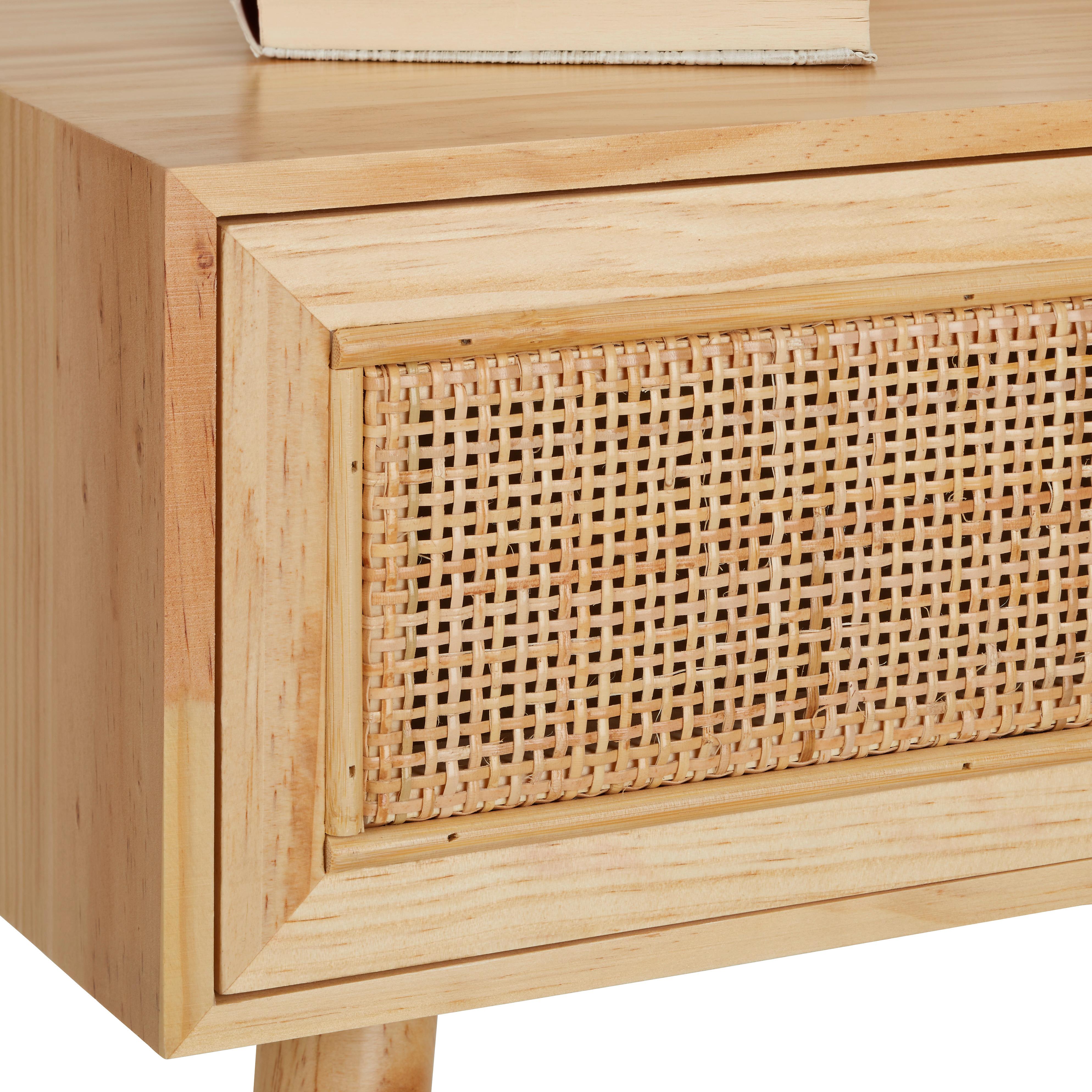 Noćni Ormarić Nils Rattan, Jasen Drvo - prirodne boje, Lifestyle, drvni materijal/drvo (45/58/35cm)