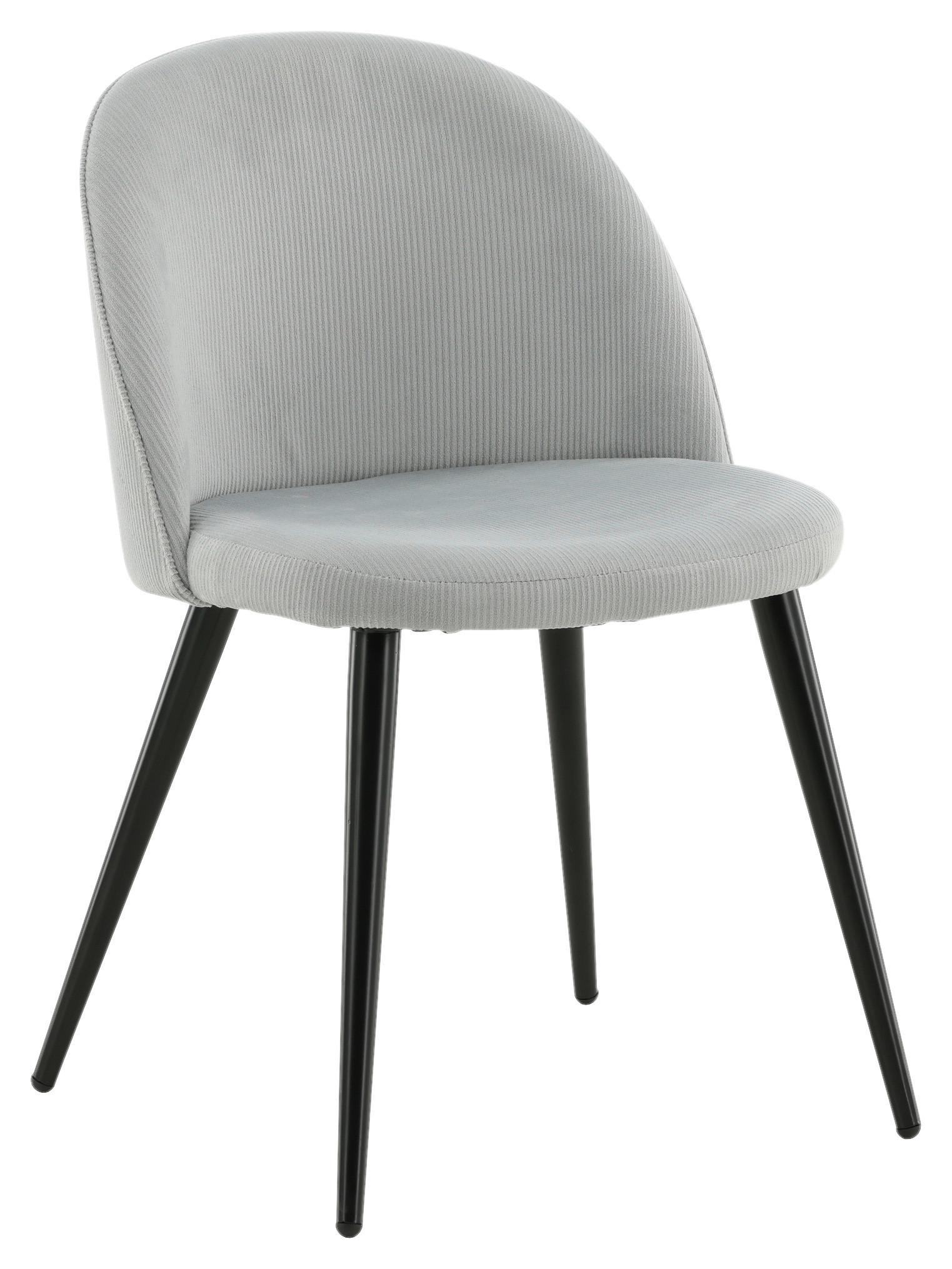 STUHL-SET VELVET - Schwarz/Grau, Design, Textil/Metall (57/76,5/50cm) - Livetastic