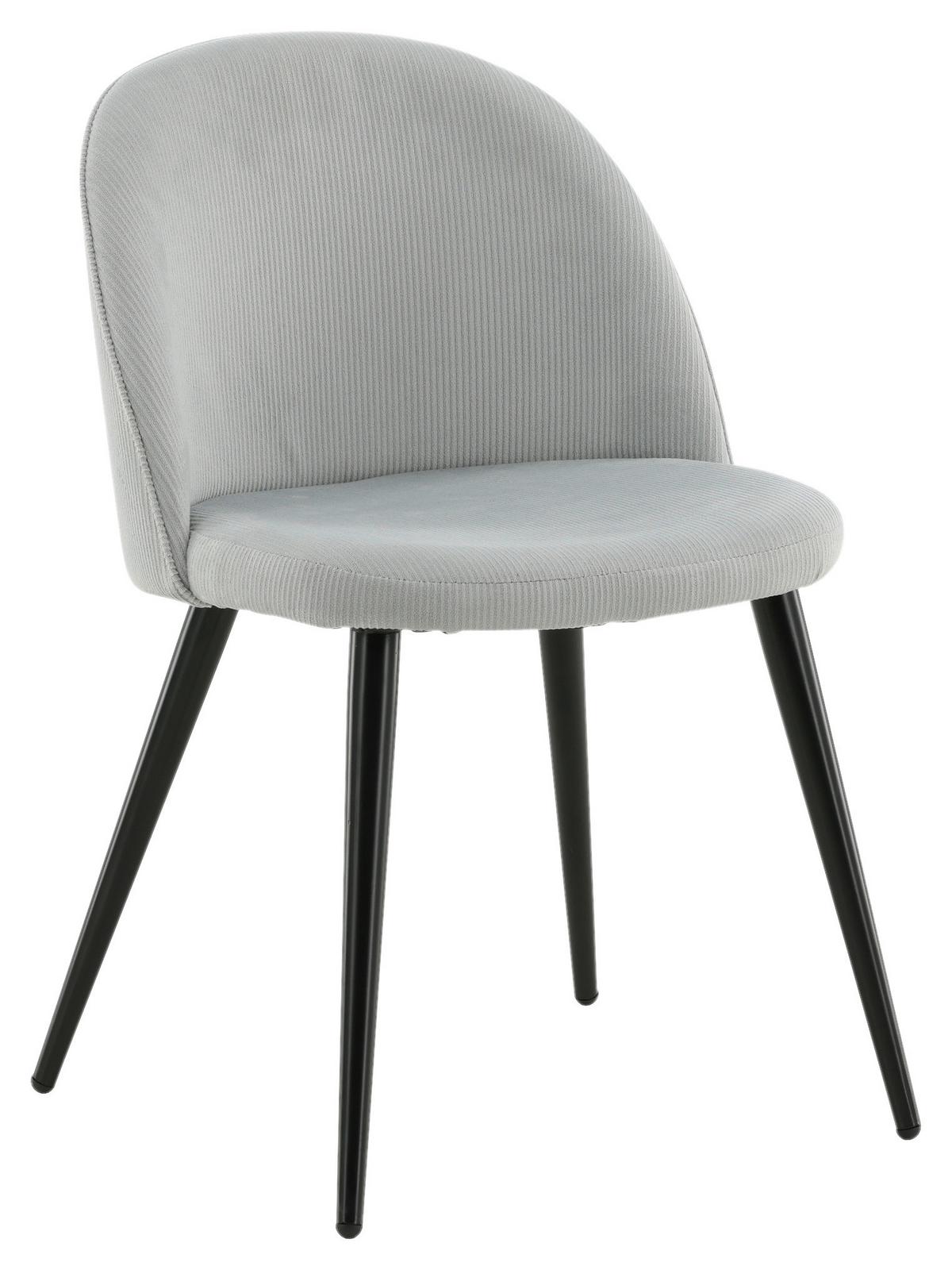 STUHL-SET VELVET - Schwarz/Grau, Design, Textil/Metall (57/76,5/50cm) - Livetastic