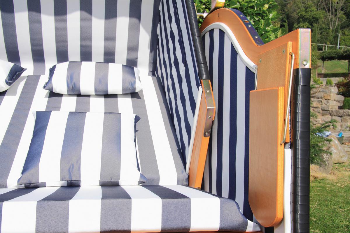 Ležalnik Za Plažo Sylt - modra/bela, Basics, tekstil/les (116/160/72cm) - Acamp
