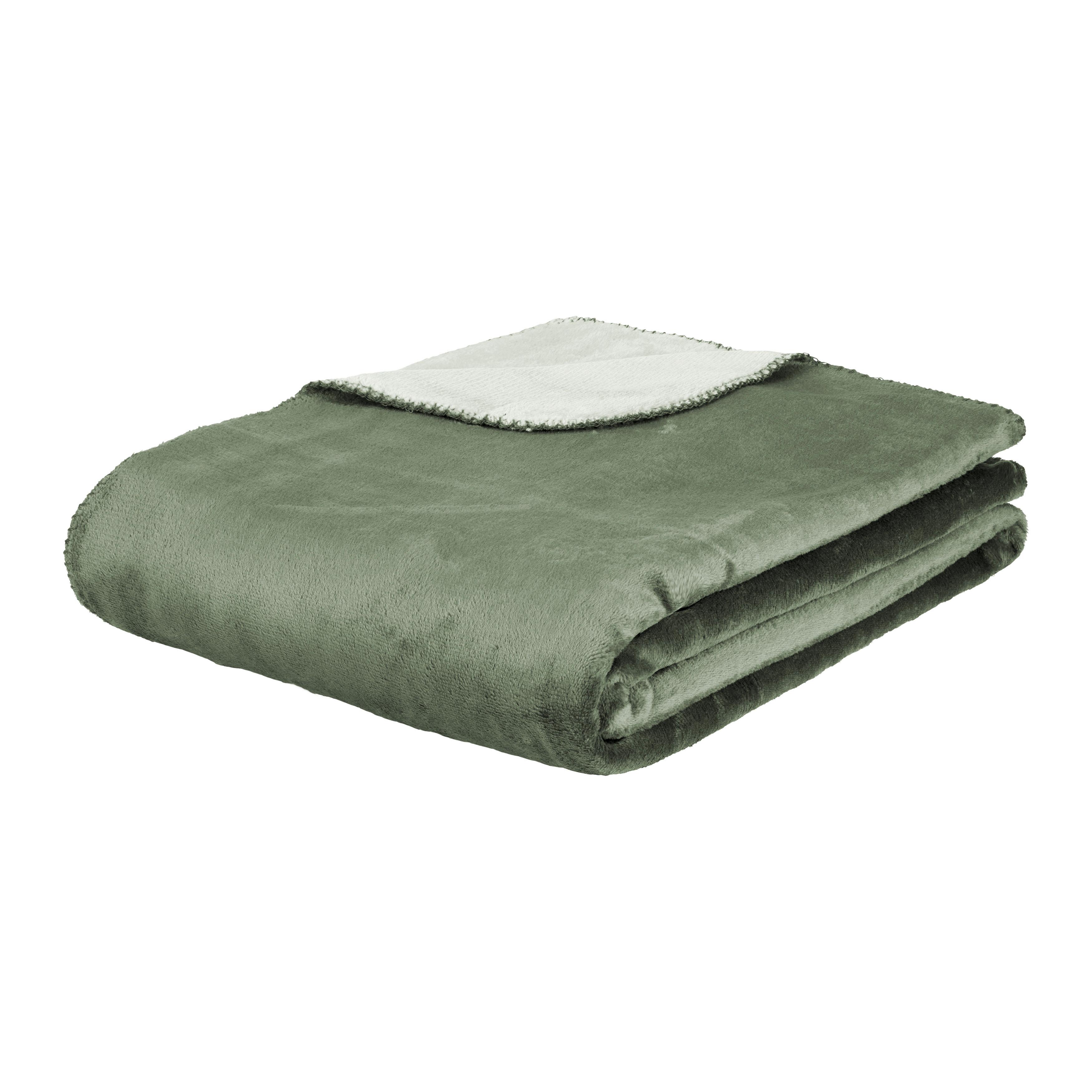 Kétoldalas Takaró Hermi - zsályazöld/jadezöld, Konventionell, textil (150/200cm) - Modern Living
