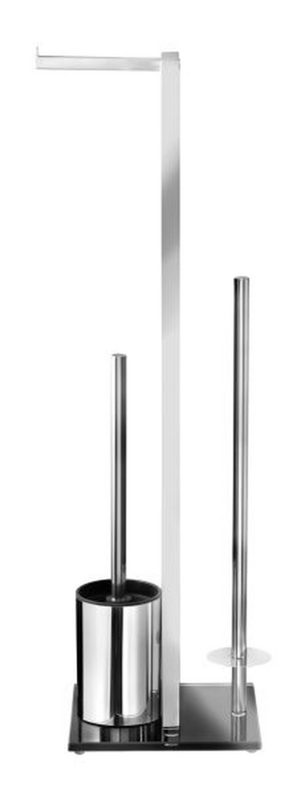 ZESTAW DO WC RIVALTA - kolor stalowy/czarny, Basics, tworzywo sztuczne/metal (18/70/23cm) - Wenko