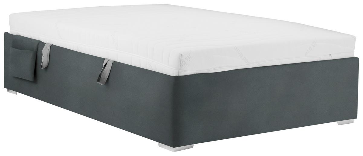 Bett Remi Graphitfarben ca. 120x200cm - Chromfarben/Graphitfarben, KONVENTIONELL, Holz/Kunststoff (120/200cm) - Mömax