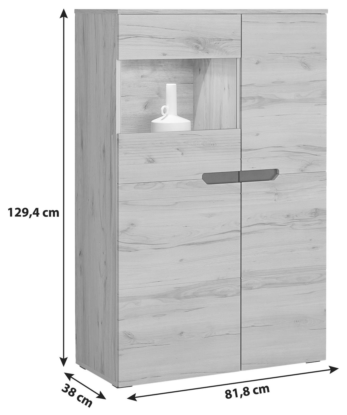Visoka Komoda Alana, Barva Bukve - Moderno, umetna masa/steklo (81,8/129,4/38cm) - Mömax