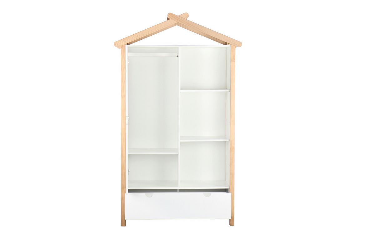 Drehtürenschrank Weiß/Naturfarben - Weiß/Naturfarben, Design, Holz/Holzwerkstoff (112/187/51cm) - Livetastic