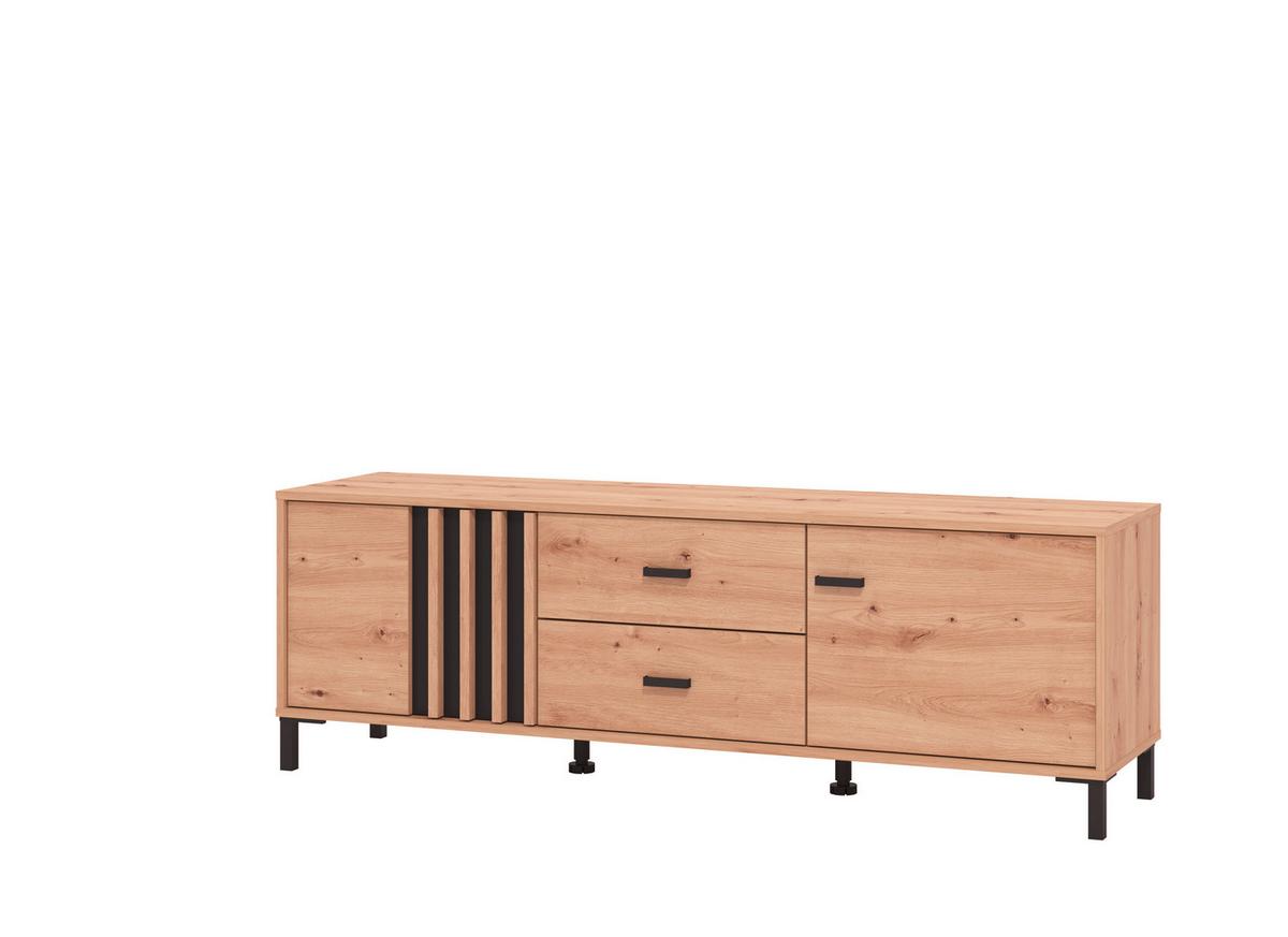 TV-Element Laval Schwarz/Eiche Artisan - Schwarz/Eiche Artisan, MODERN, Holzwerkstoff/Kunststoff (157/52/40cm) - P & B