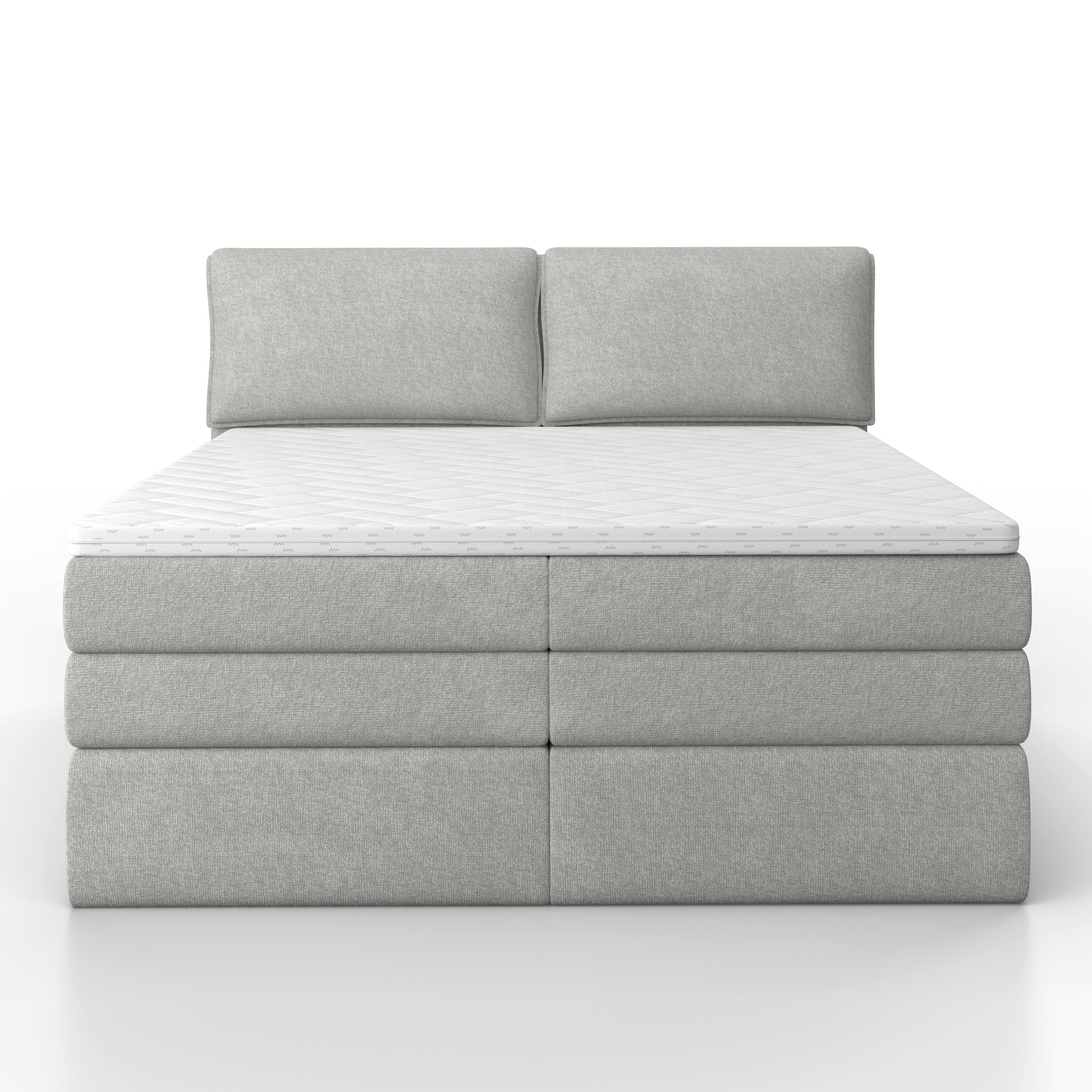 KONTINENTALSÄNG MOSAMO - ljusgrå/svart, Modern, trämaterial/trä (180/200cm) - Bessagi Home