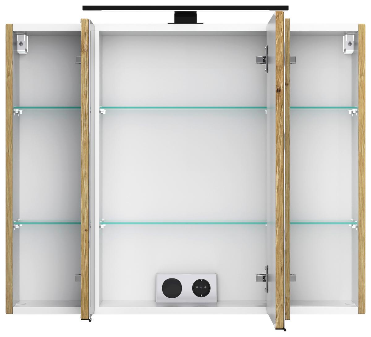 Spiegelschrank Sevilla ca. 80x64 cm Eiche Artisan - Schwarz/Eiche Artisan, MODERN, Glas/Holzwerkstoff (80/64/20cm) - Held