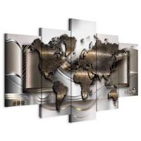 Slika Na Platnu World Map Ii - bež/rjava, Basics, tekstil/leseni material (100/50/1.2cm) - artgeist