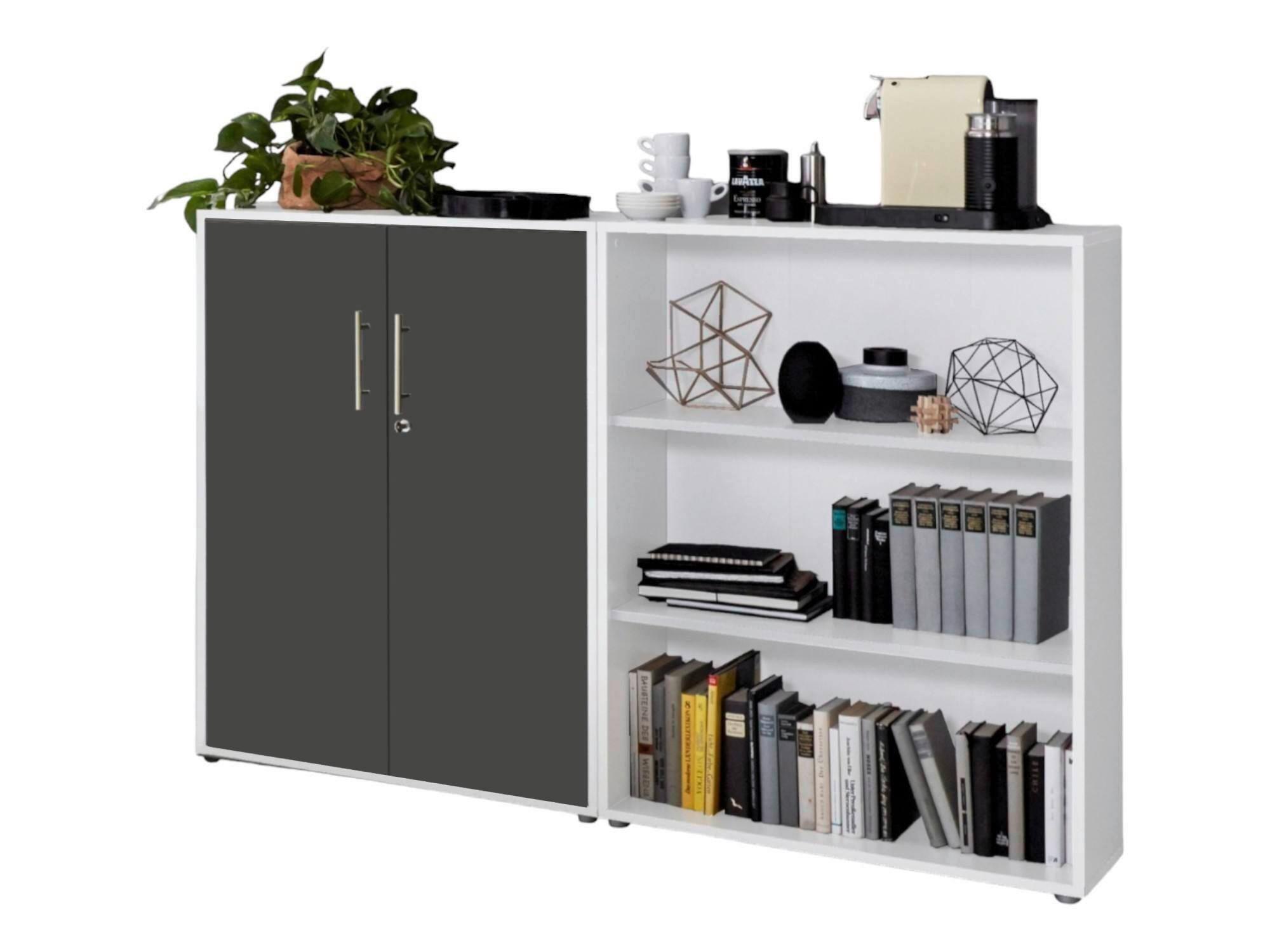AKTENSCHRANK OFFICE EDITION-SW SET 1 NIEDR. - Anthrazit/Weiß, MODERN, Holzwerkstoff (168,8/113,6/33cm) - MID.YOU