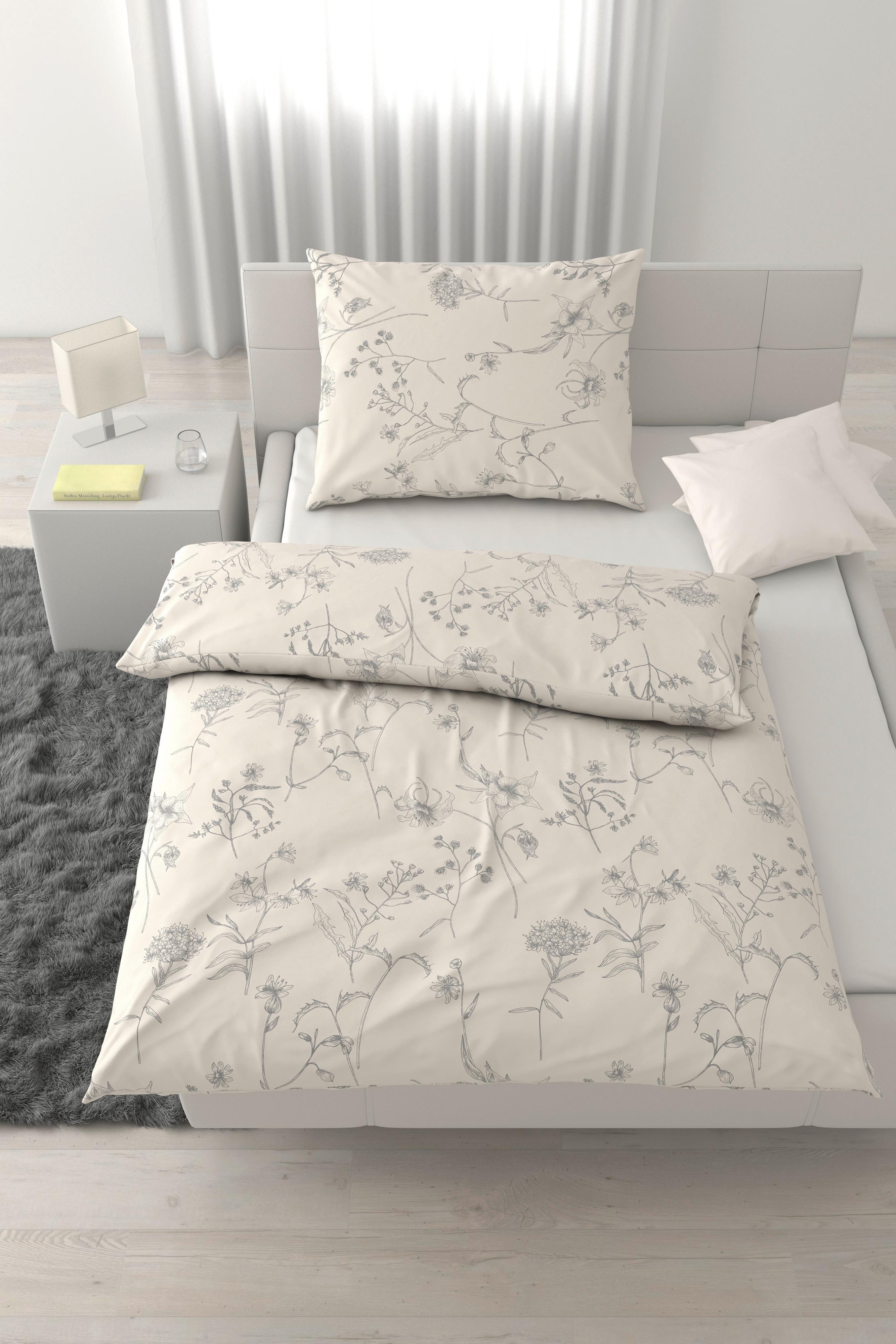 Posteljnina Nature Romy - siva/bela, tekstil (140/200cm) - Mömax