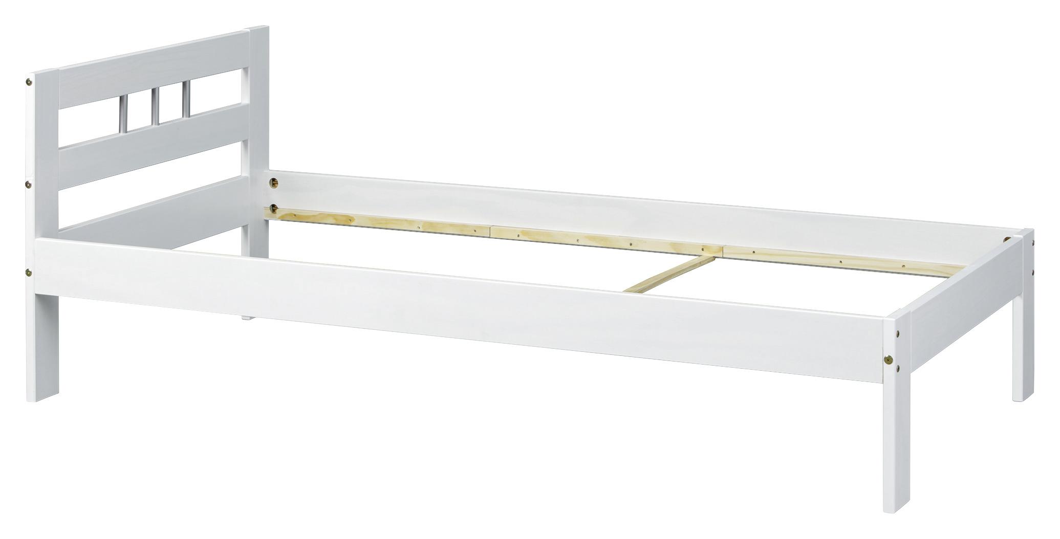 Postelja Billy, Bela, Masiven Bor, 90x200 - bela, Konvencionalno, les (90/200cm) - MID.YOU