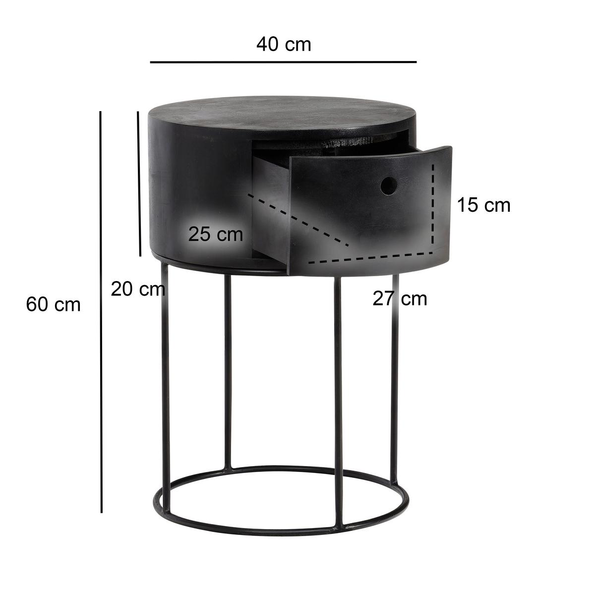 NACHTTISCH WL6.848 - Schwarz, Design, Holz/Metall (40/40/60cm) - Livetastic