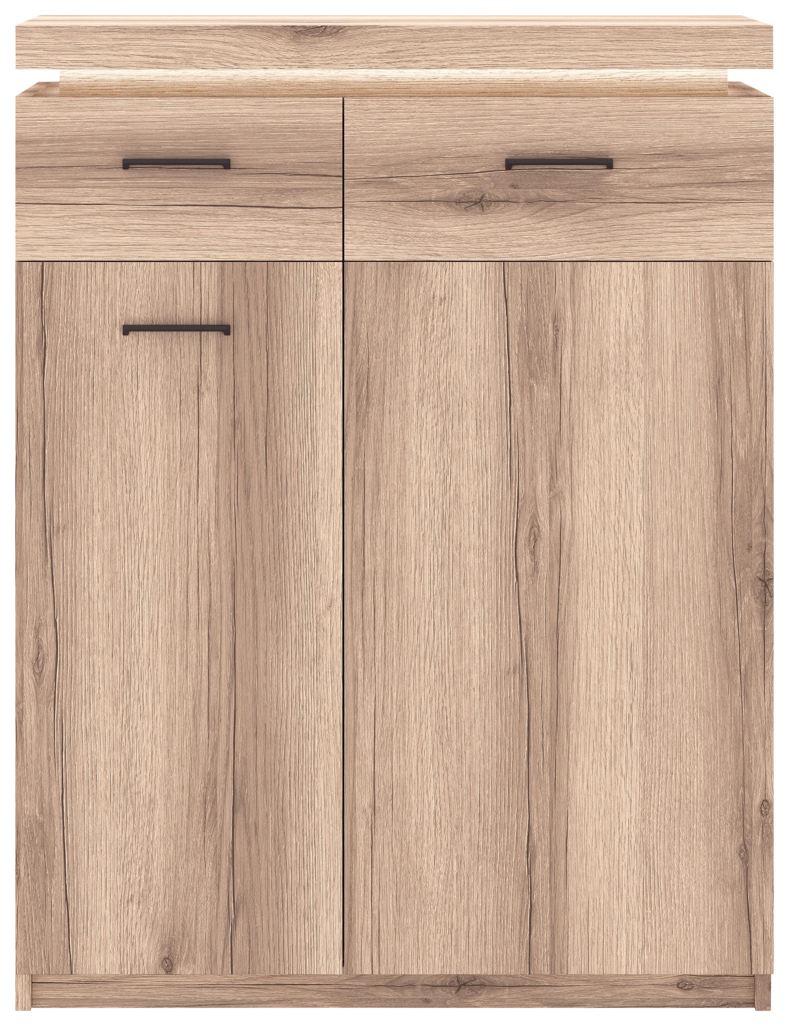 Komoda Vancouver - barve hrasta/antracit, Moderno, kovina/leseni material (75/99/38cm) - Mömax