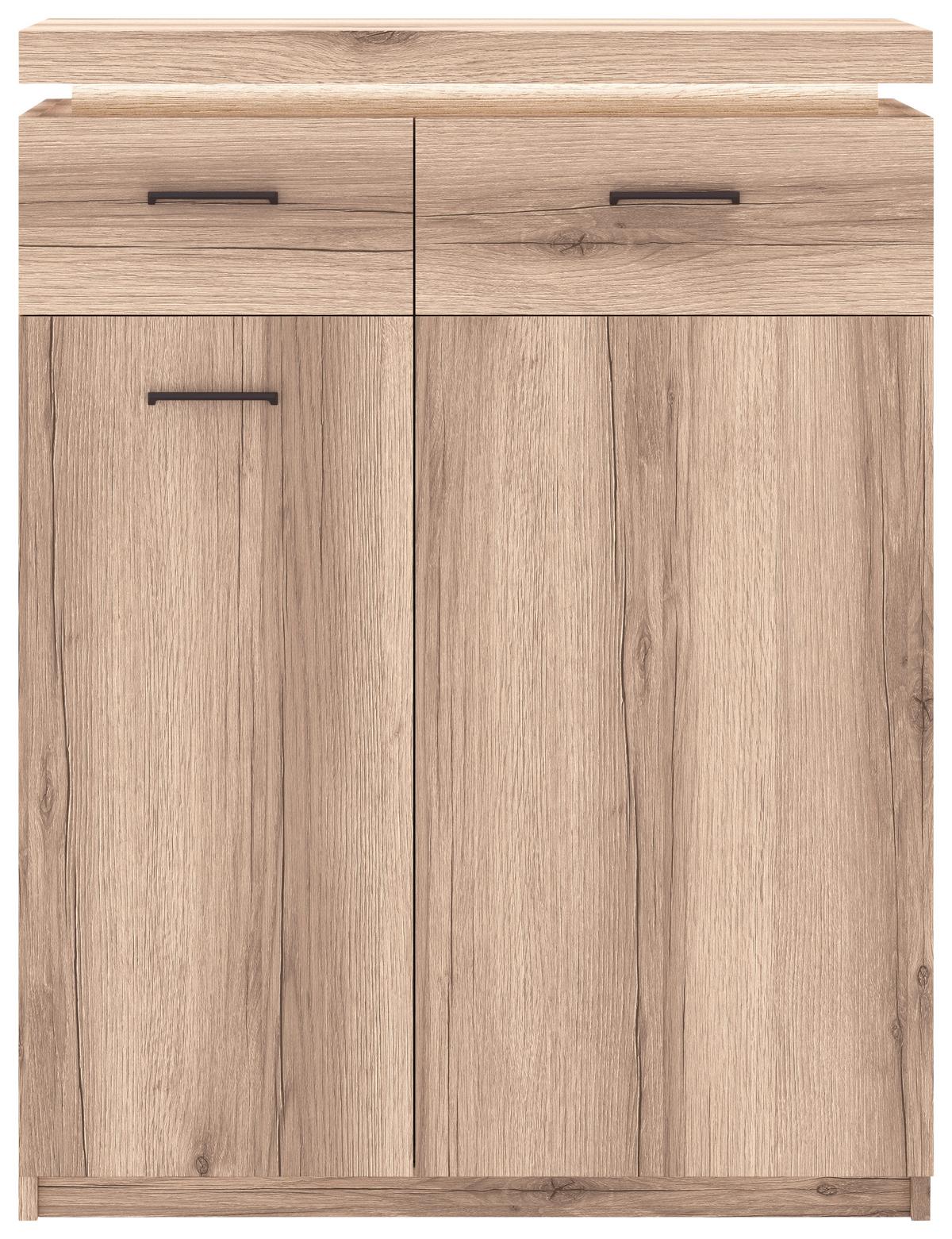 Komoda Vancouver - barve hrasta/antracit, Moderno, kovina/leseni material (75/99/38cm) - Mömax