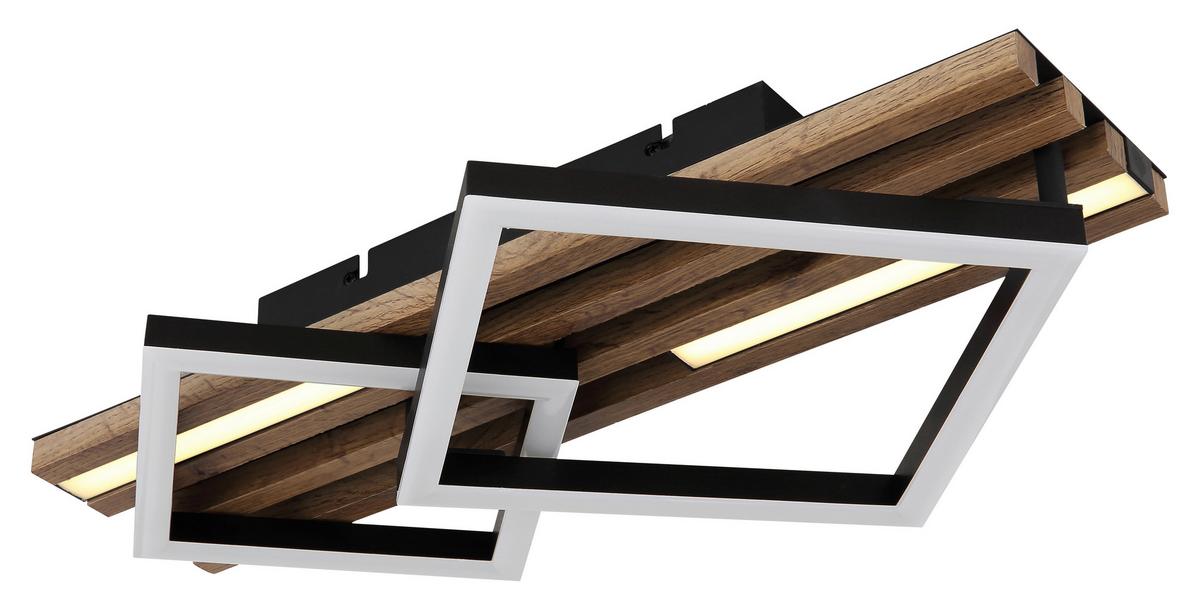 Led Stropna Svjetiljka Obrien - bijela/tamno smeđa, Natur, drvni materijal/metal (47,5/31/9,5cm) - Globo