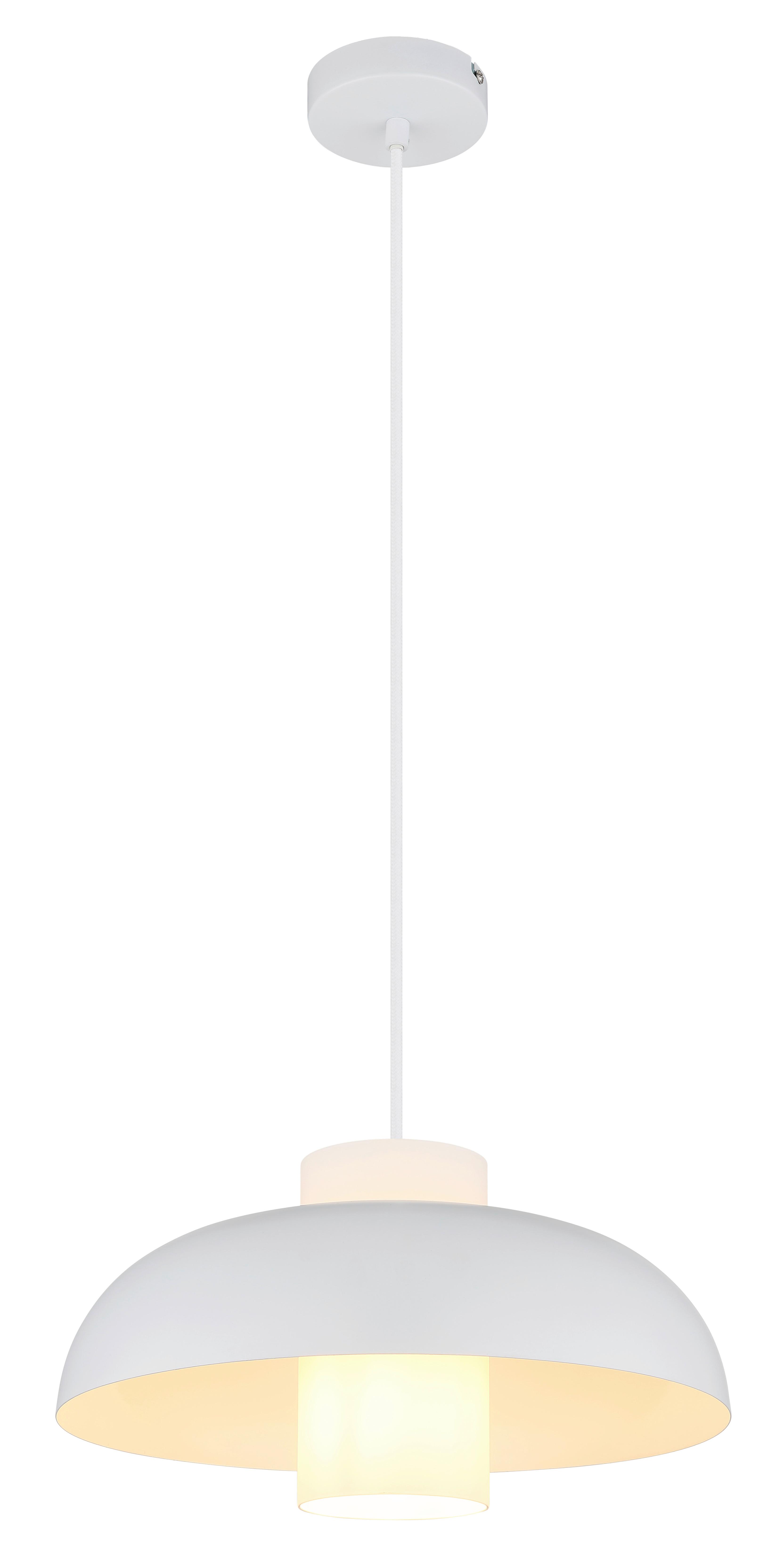 HÄNGELEUCHTE 15755W - Weiss/Opal, Trend, Glas/Textil (38/120cm) - Globo